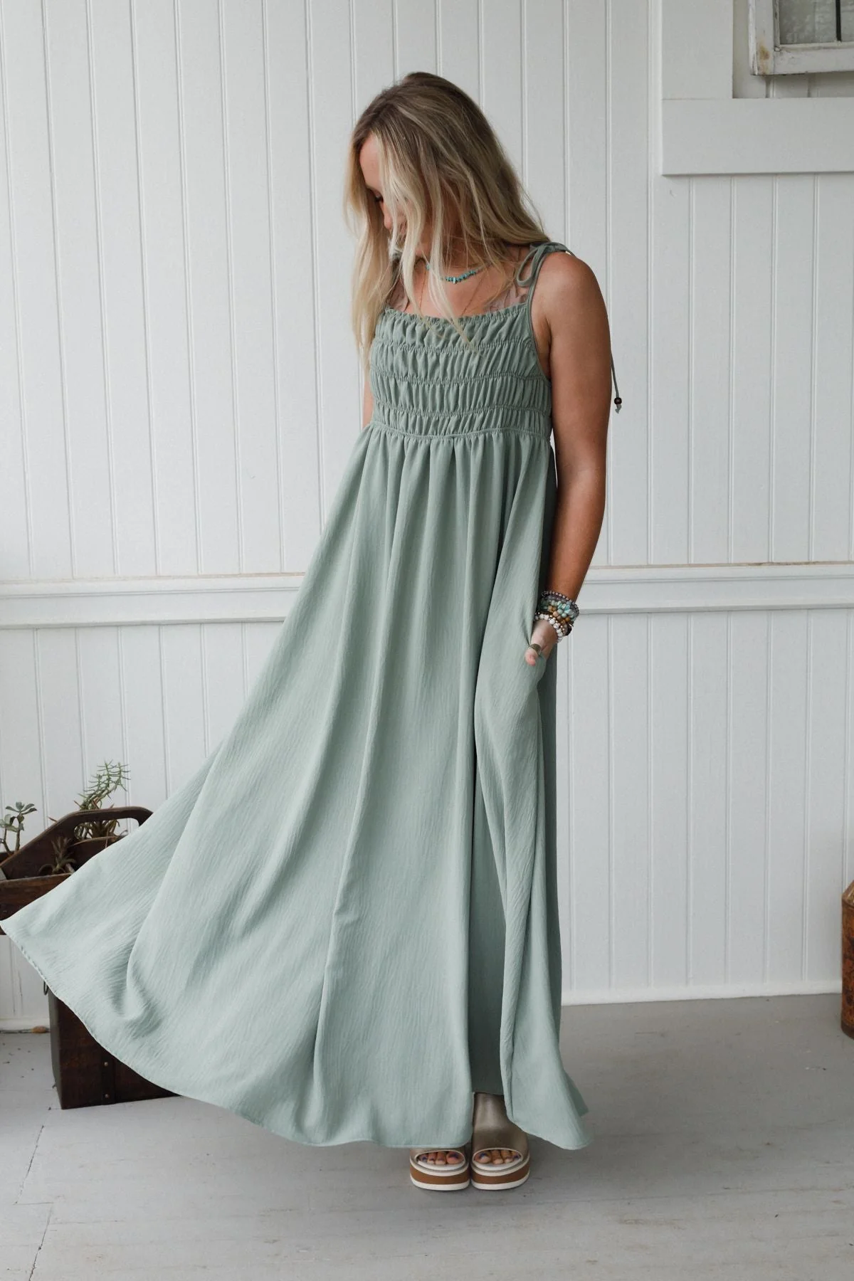 The Nest Bohemian Grace Maxi Dress - Sage - Image 4