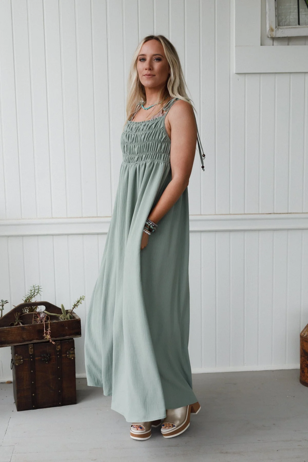The Nest Bohemian Grace Maxi Dress - Sage - Image 5