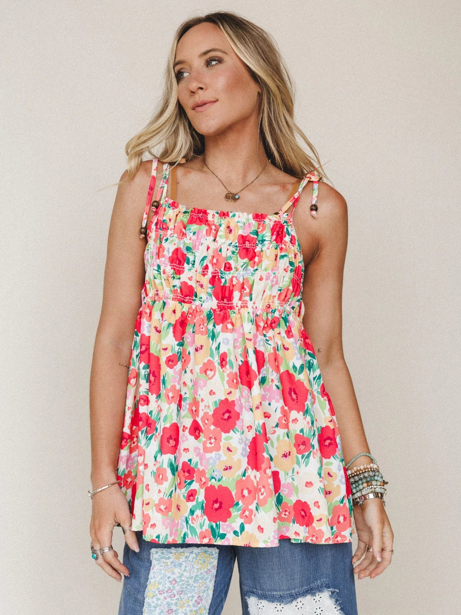 The Nest Bohemian Grace Top - Red Floral - Image 6