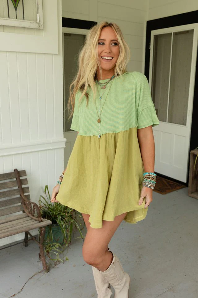 The Nest Budding Beauty Tunic Dress - Kiwi - Pre Order - Image 2
