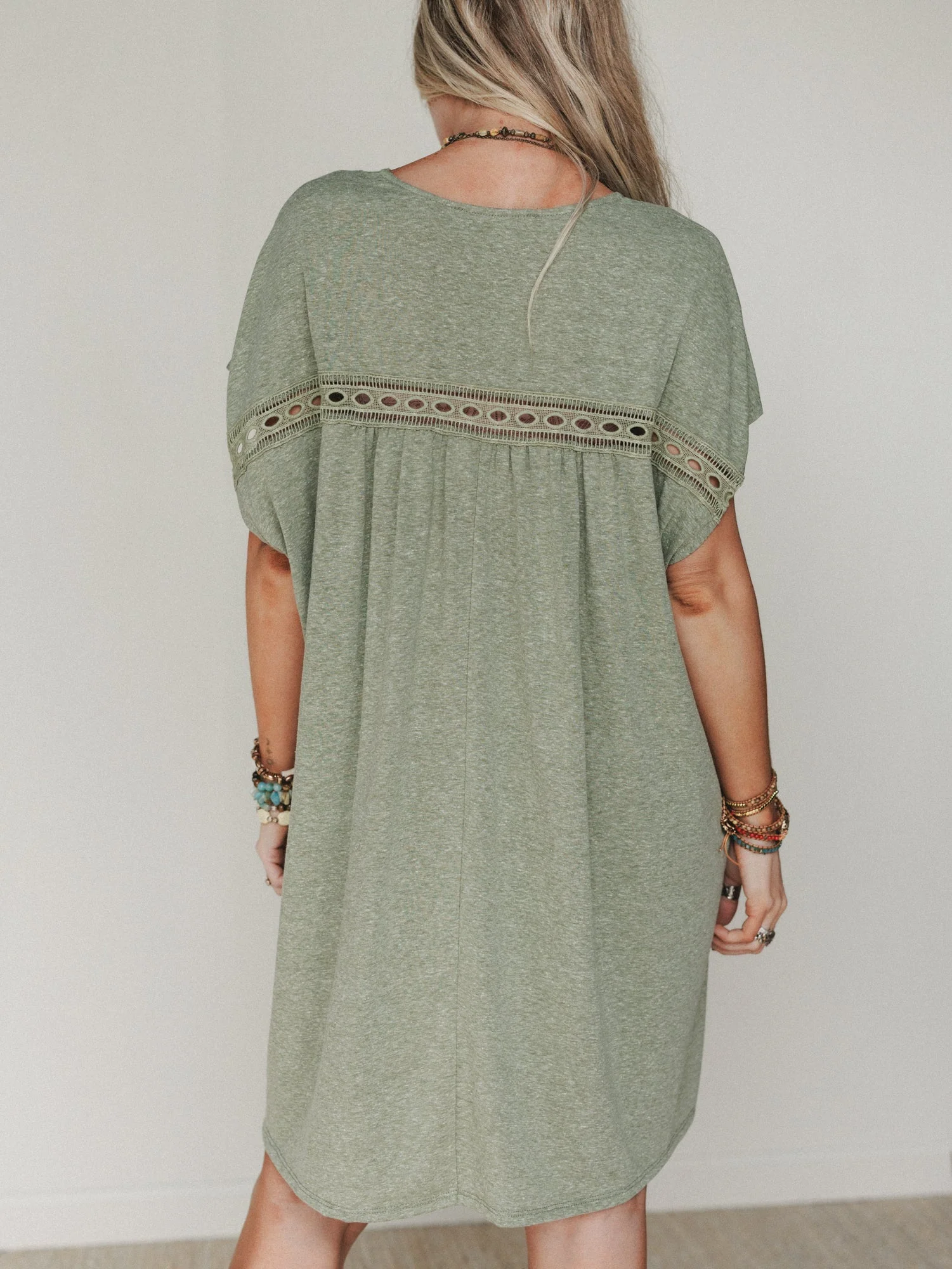 The Nest Camden Lace Tee Dress - Olive - Image 5