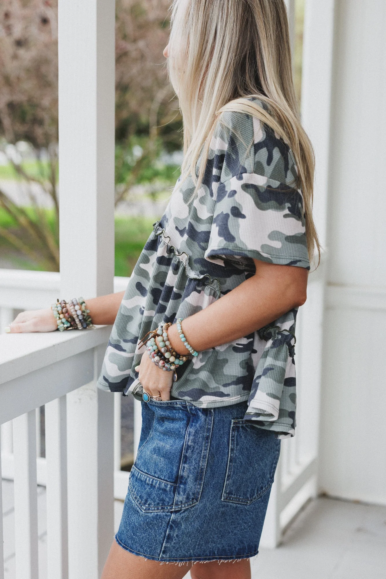 The Nest Camouflage Muse Babydoll Top - Black - Image 2