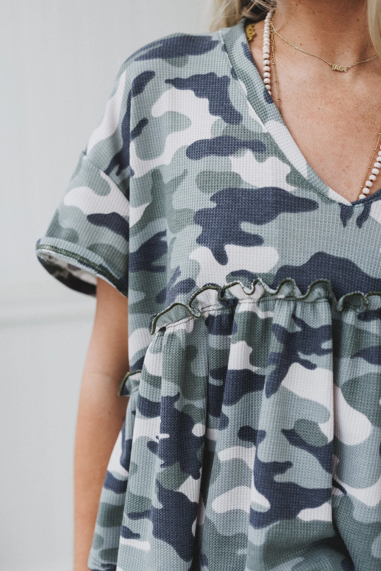 The Nest Camouflage Muse Babydoll Top - Black - Pre Order - Image 2