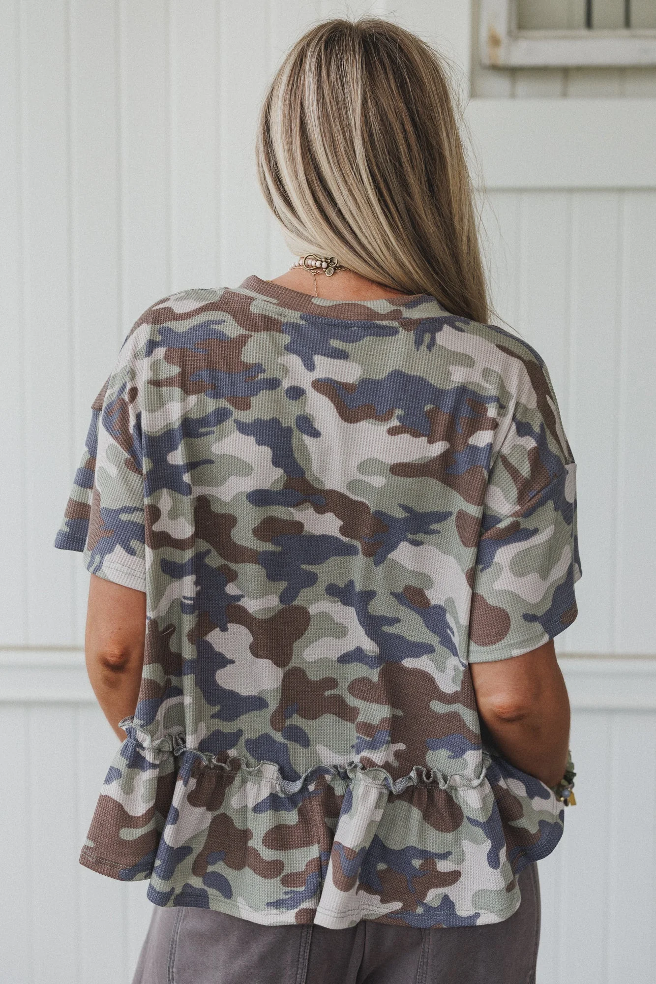 The Nest Camouflage Muse Babydoll Top - Sage - Image 5