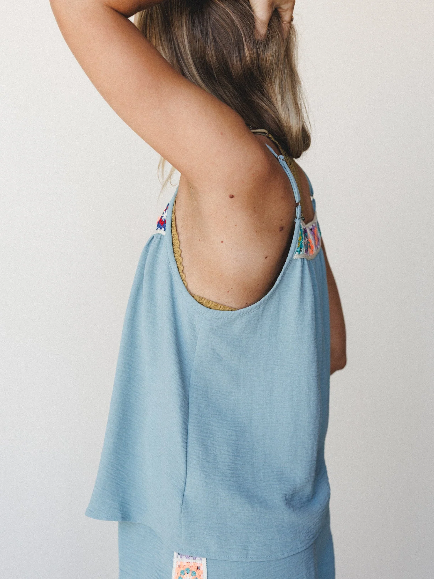 The Nest Carefree Days Crochet Detail Tank Top - Sage - Image 3