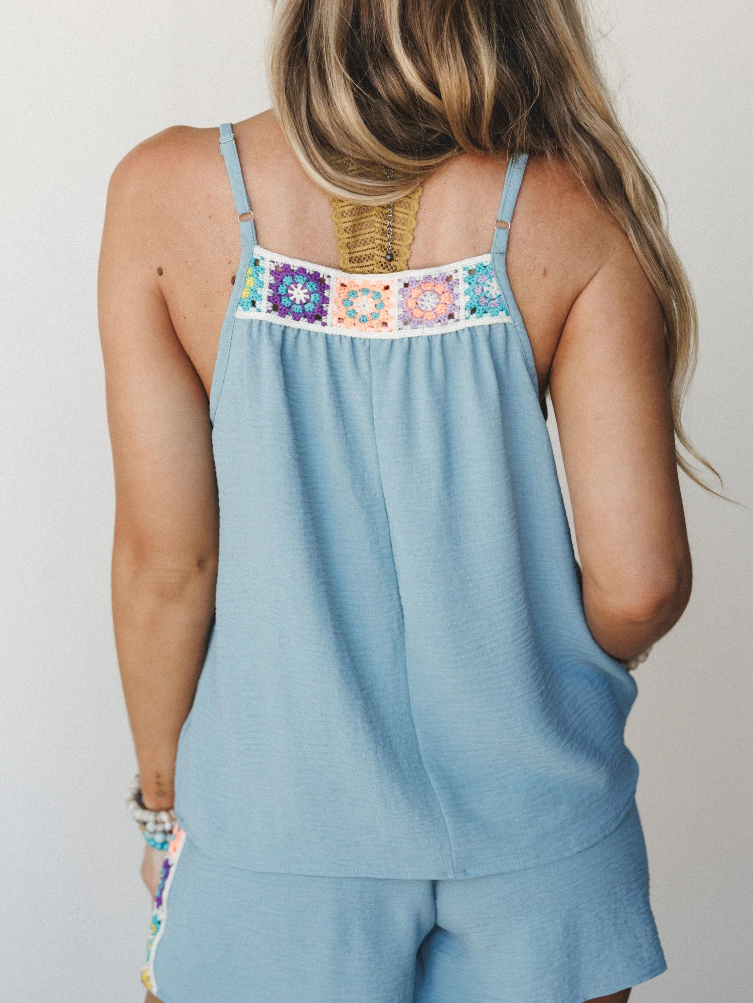 The Nest Carefree Days Crochet Detail Tank Top - Sage - Image 4