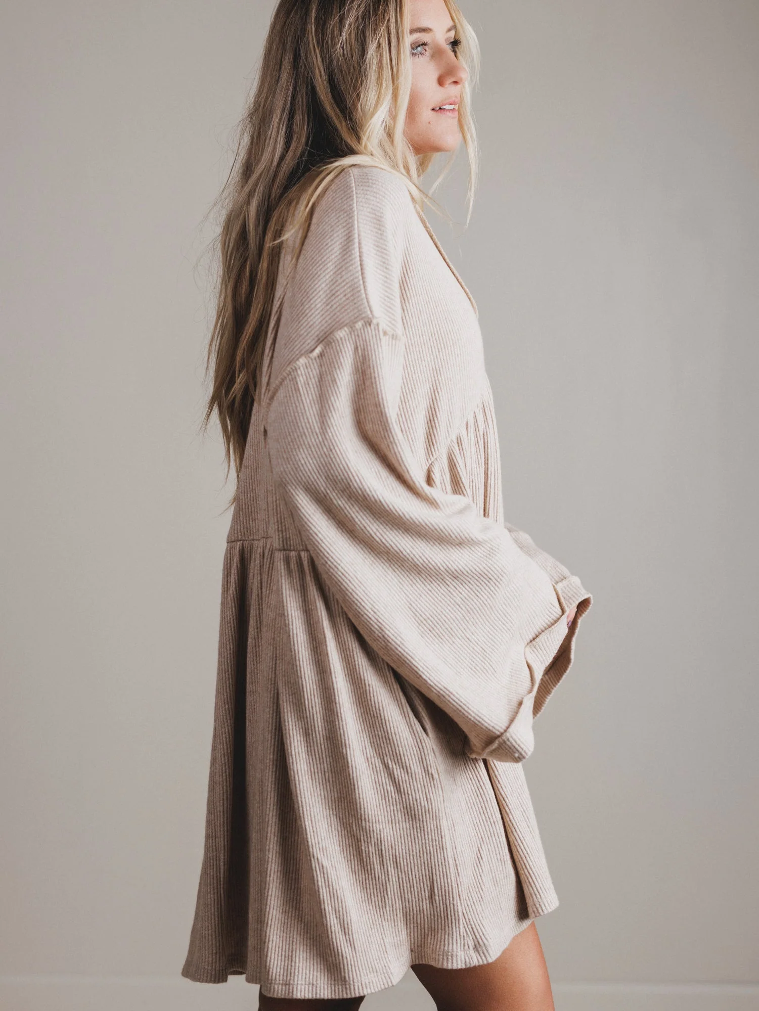 The Nest Carefree Mini Dress - Stone - Image 2