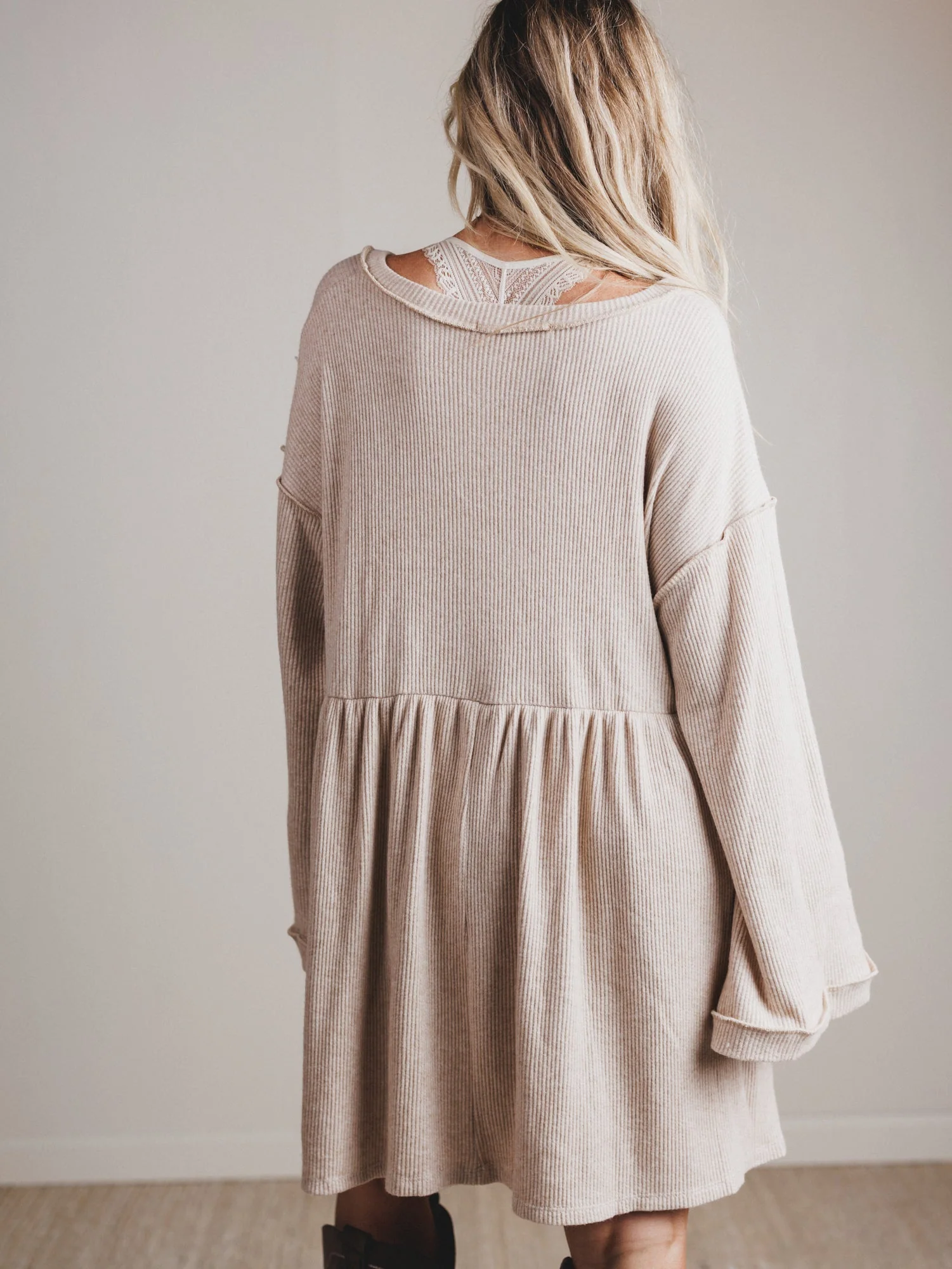 The Nest Carefree Mini Dress - Stone - Image 4