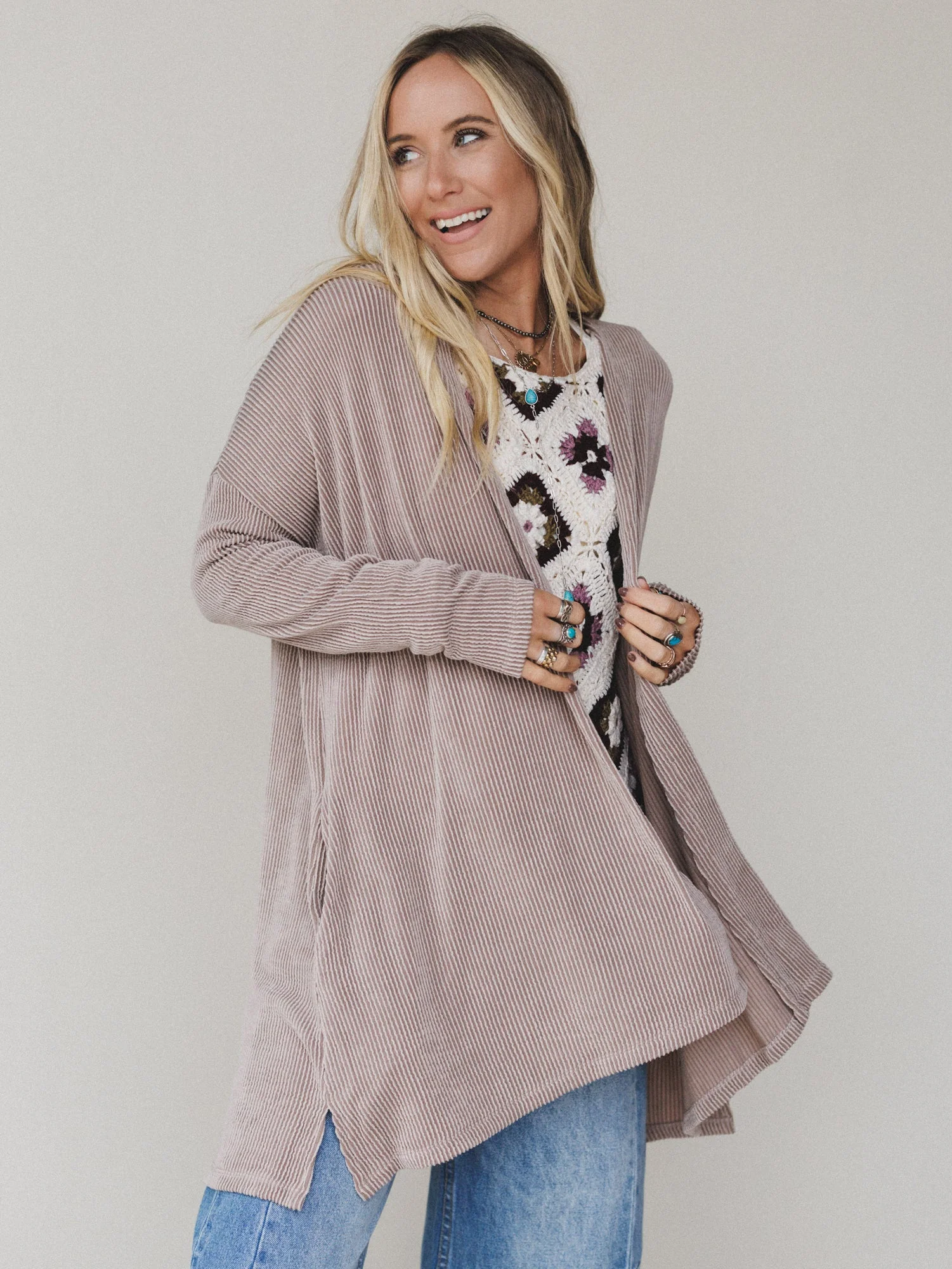 The Nest Classic Layers Cardigan - Acorn