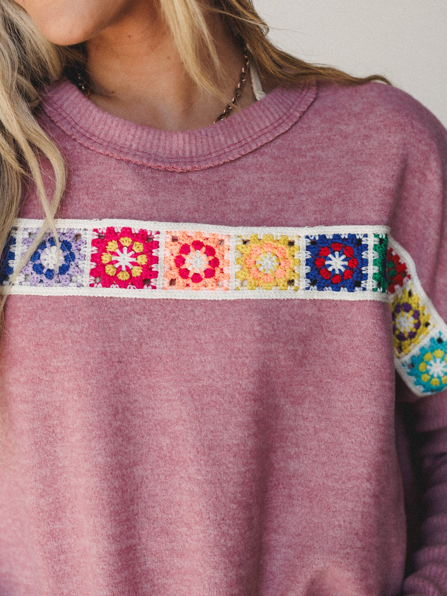 The Nest Cozy Up Crochet Top - Mauve - Image 3