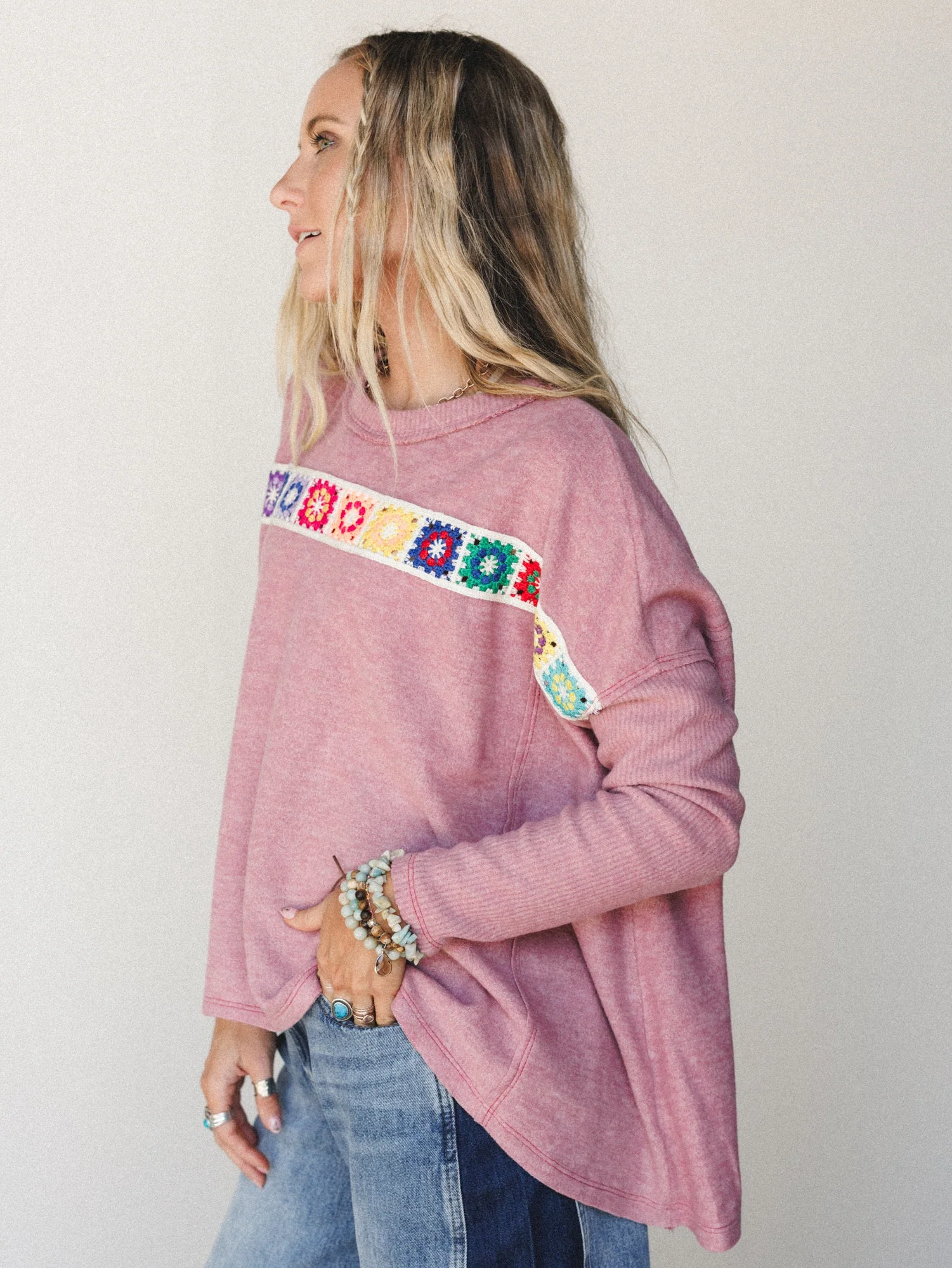 The Nest Cozy Up Crochet Top - Mauve - Image 4