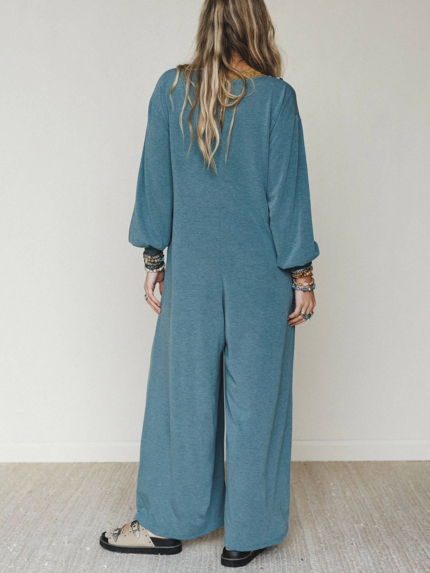 The Nest Dahlia Darling Wide Leg Jumpsuit - Teal - Image 6
