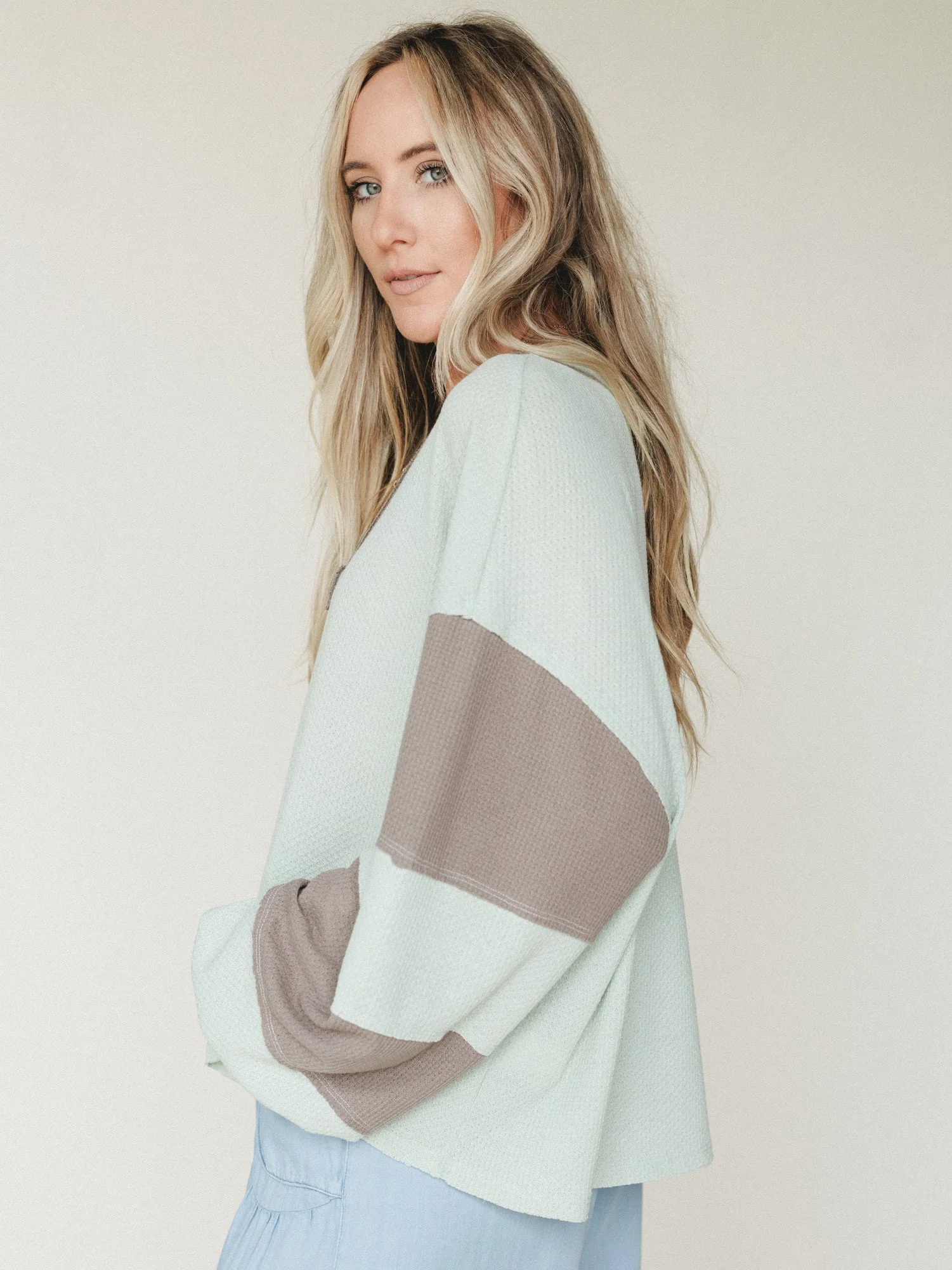 The Nest Elena Long Sleeve Top - Green Ash Mocha - Image 4