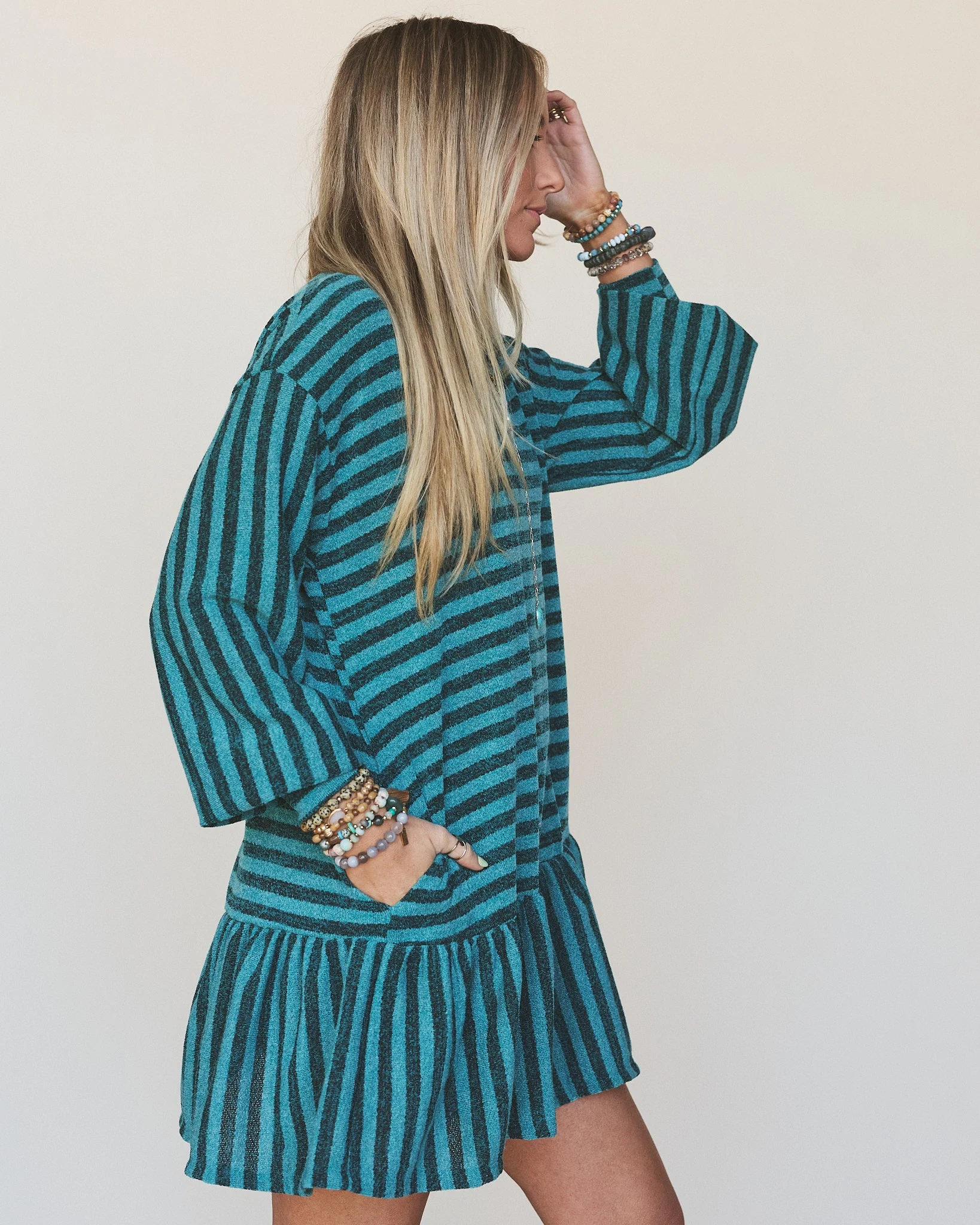 The Nest Endless Love Cuff Sleeve Dress - Teal - Image 4