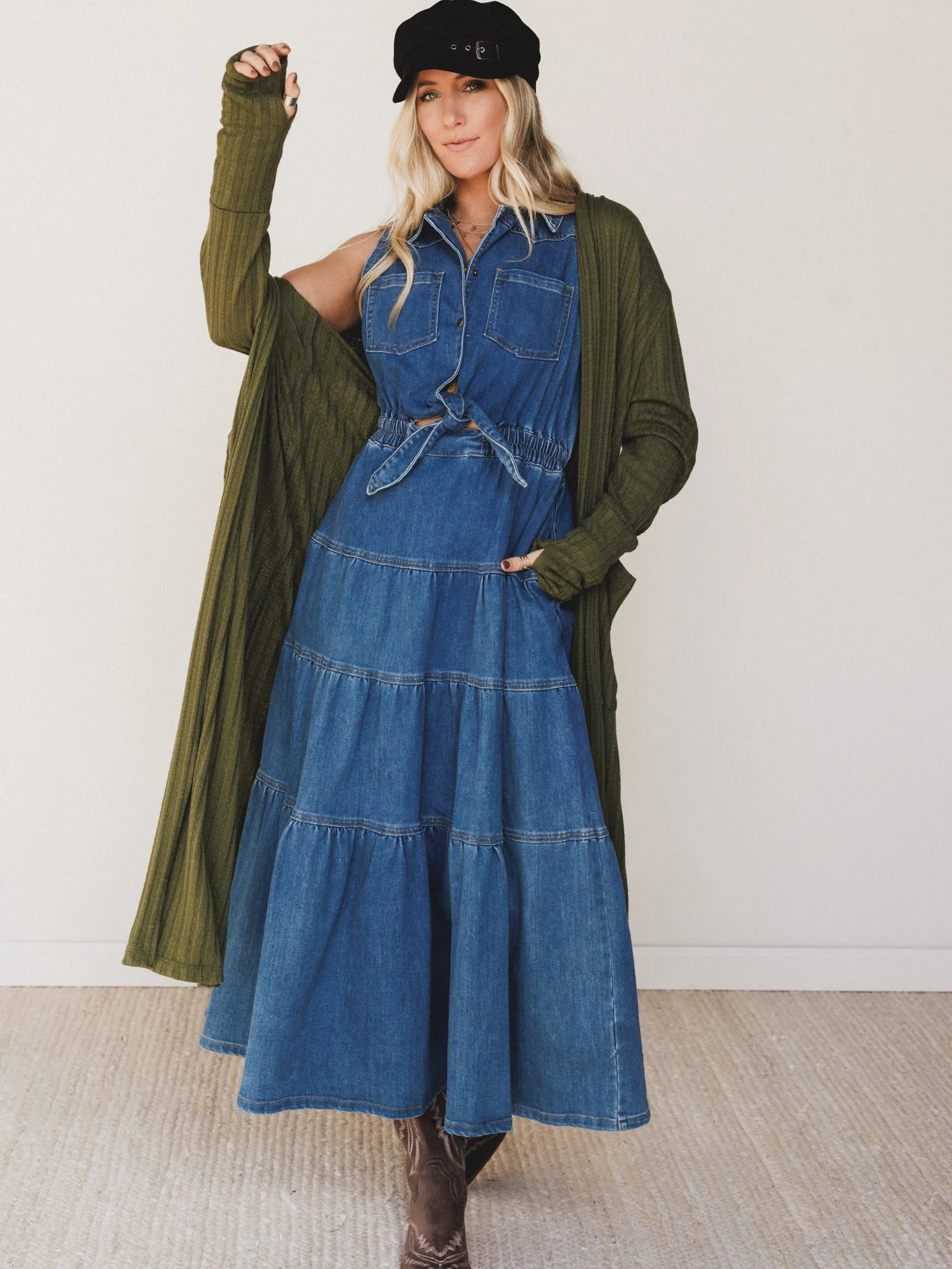 The Nest Finishing Touch Duster Cardigan - Olive - Image 5