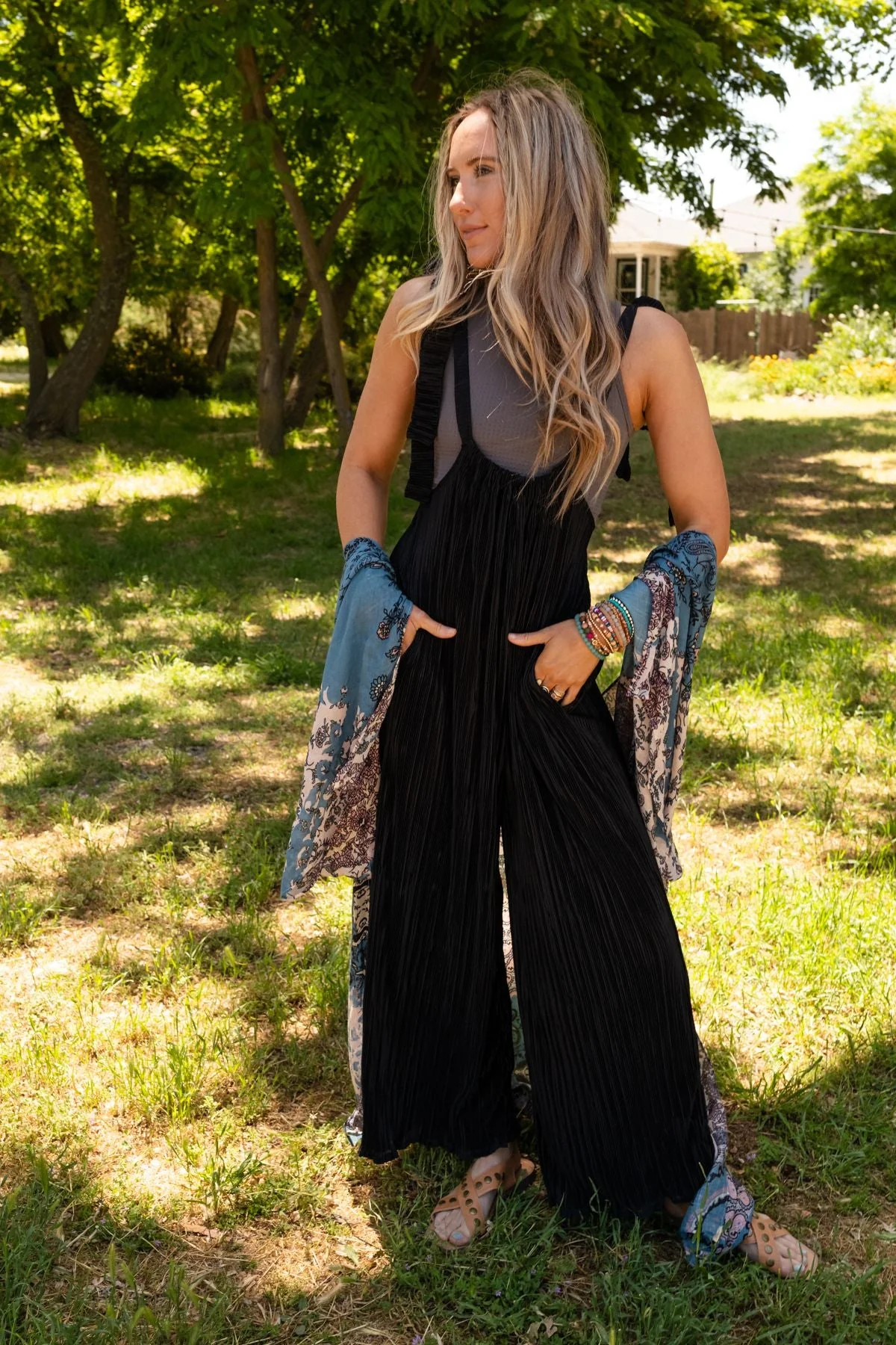 The Nest Forever Relaxed Textured Jumpsuit - Black - Pre Order