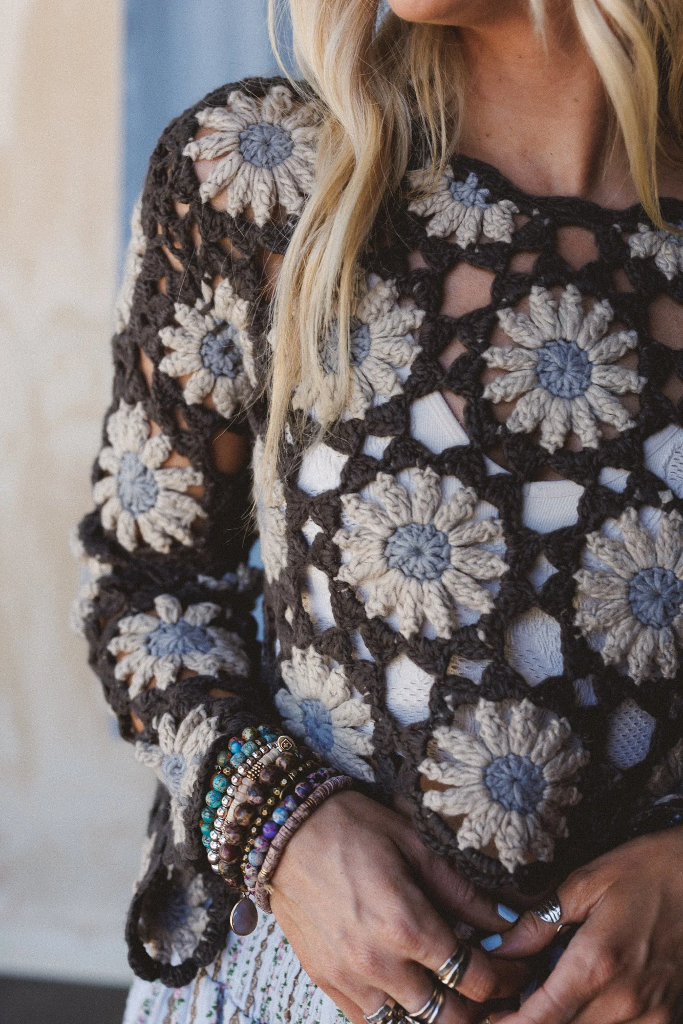 The Nest Free To Dream Crochet Top - Charcoal - Image 3
