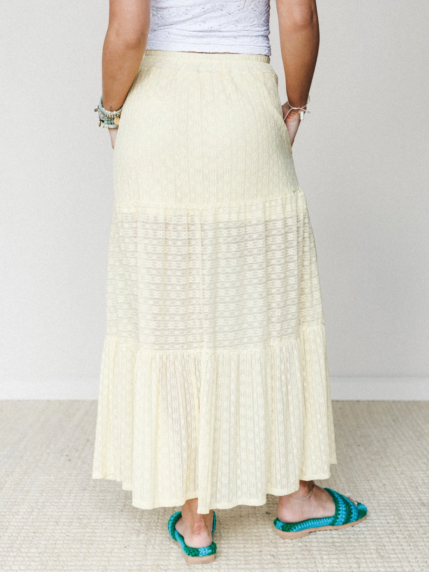The Nest Golden Drift Tiered Maxi Skirt - Yellow - Image 6
