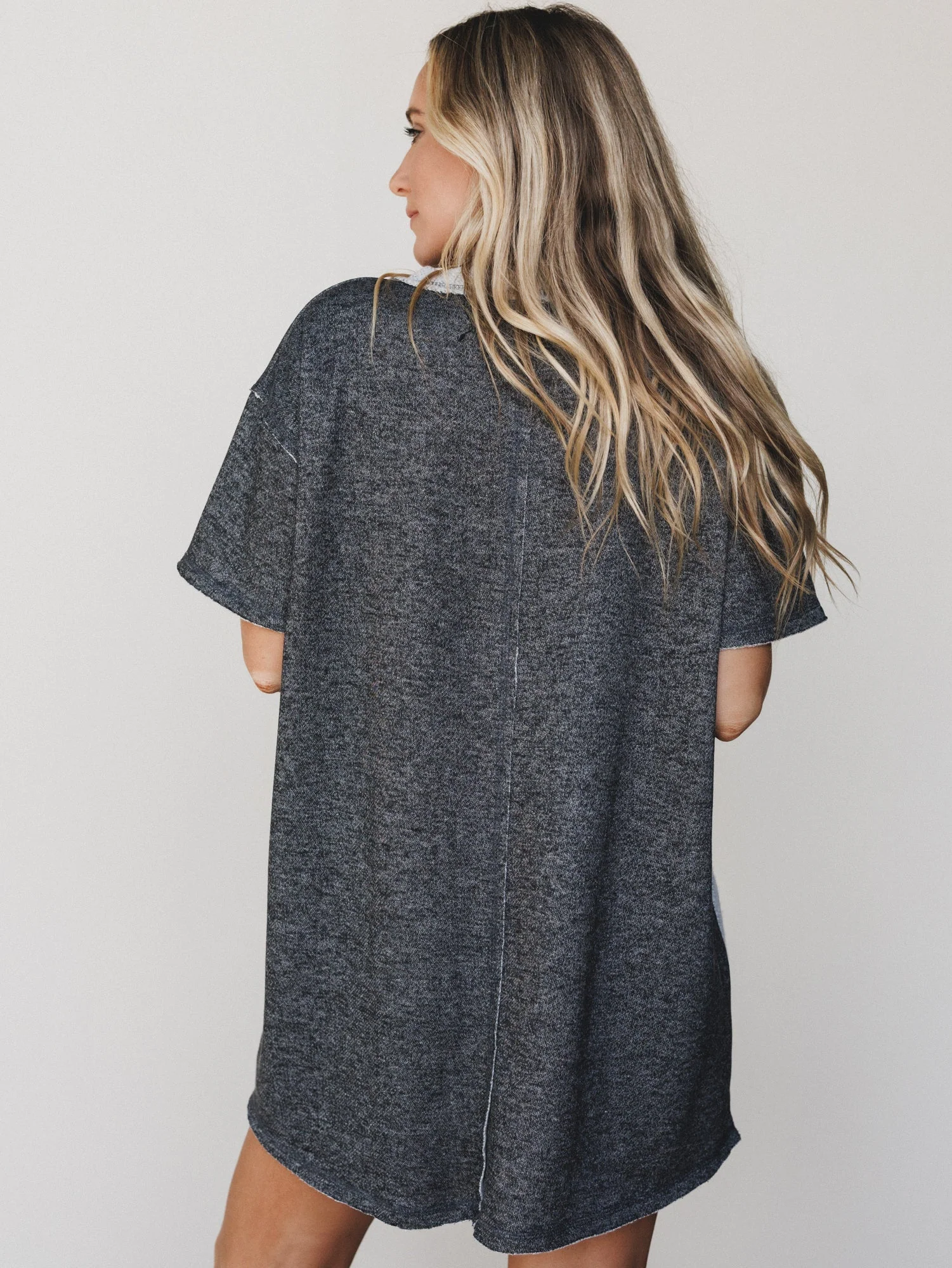 The Nest Jodi Tunic Dress - Two Tone Black - Image 6