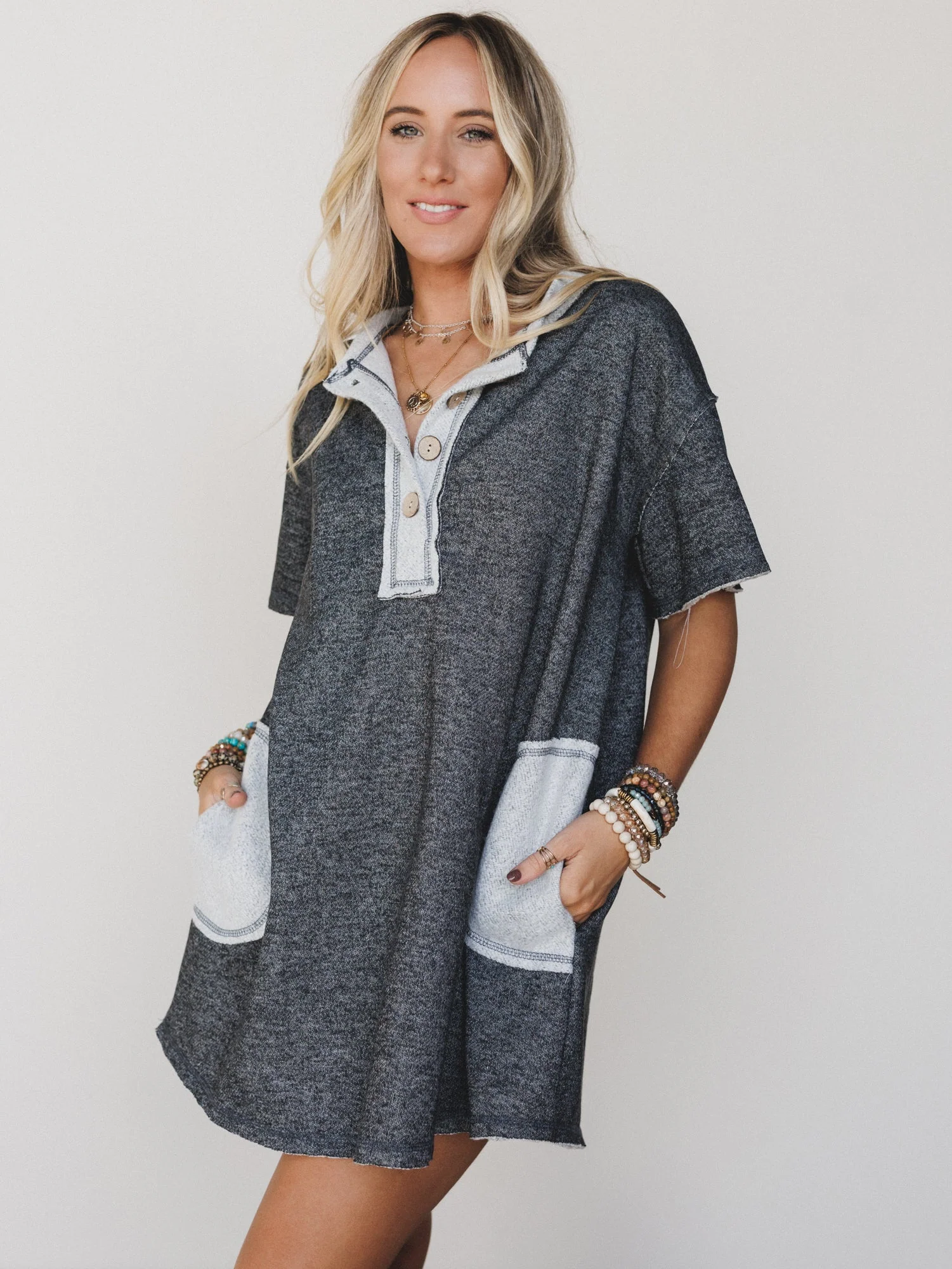 The Nest Jodi Tunic Dress - Two Tone Black - Pre Order - Image 2
