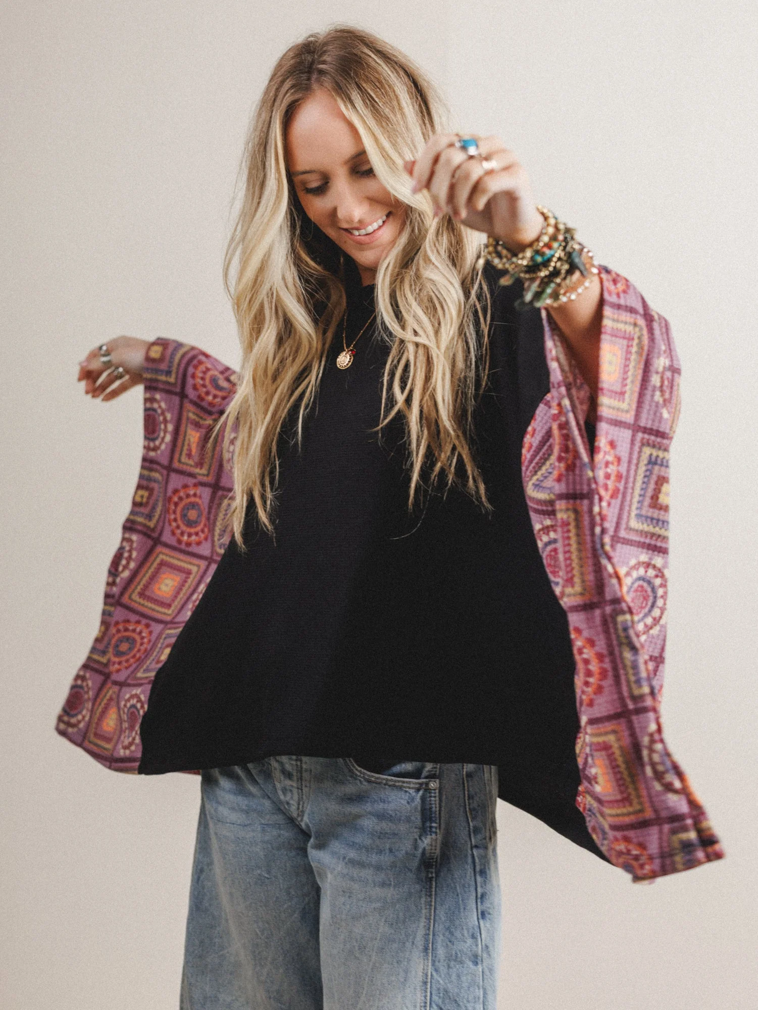 The Nest Kaleidoscope Dreams Poncho Top - Black - Image 2