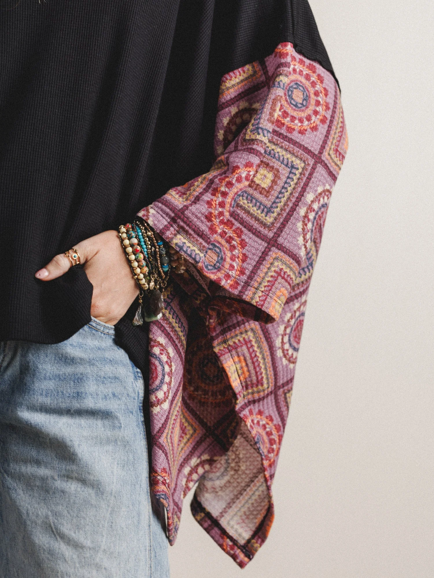 The Nest Kaleidoscope Dreams Poncho Top - Black - Image 3