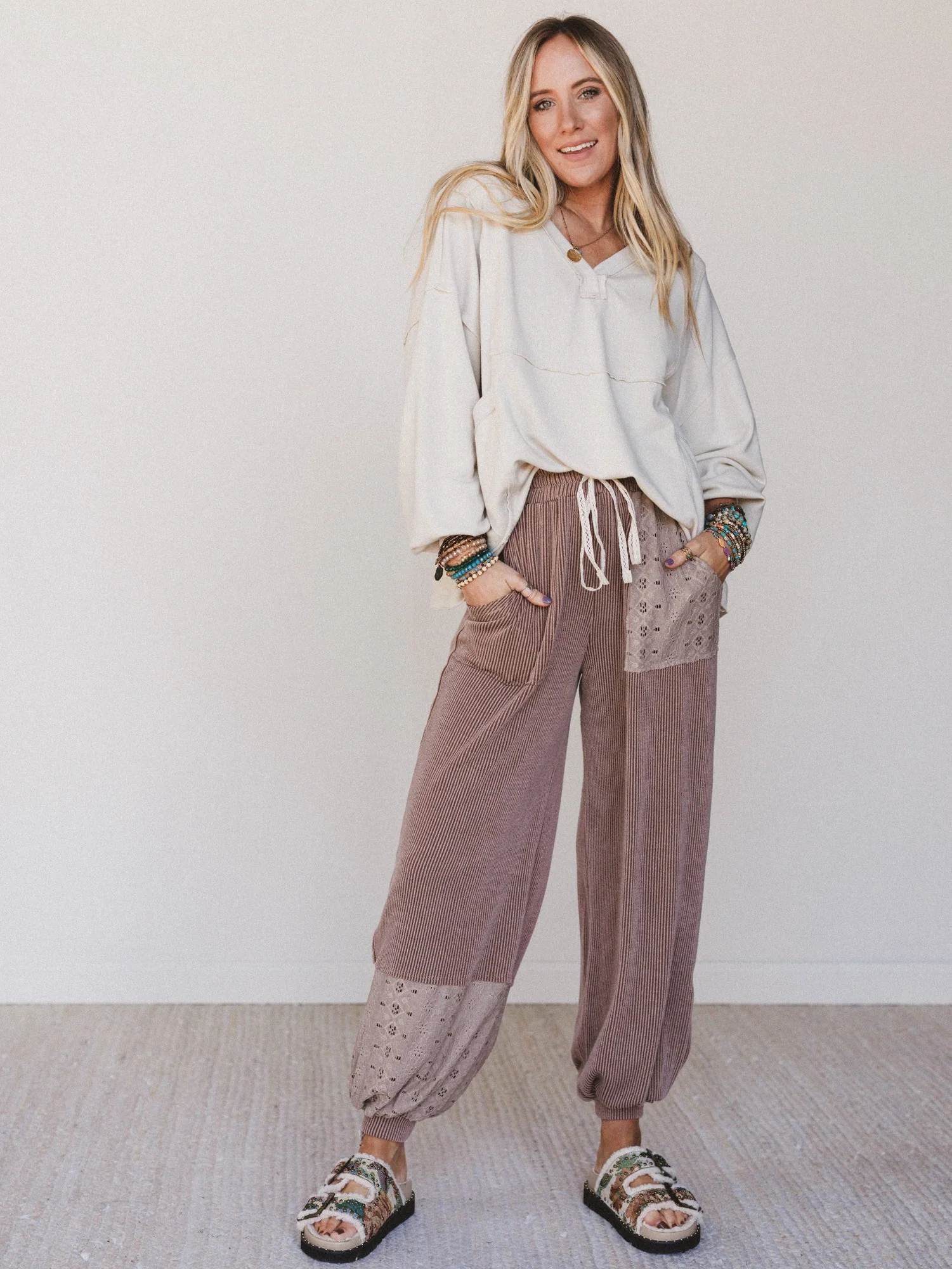 The Nest Karli Knit Pocket Top - Beige - Image 4