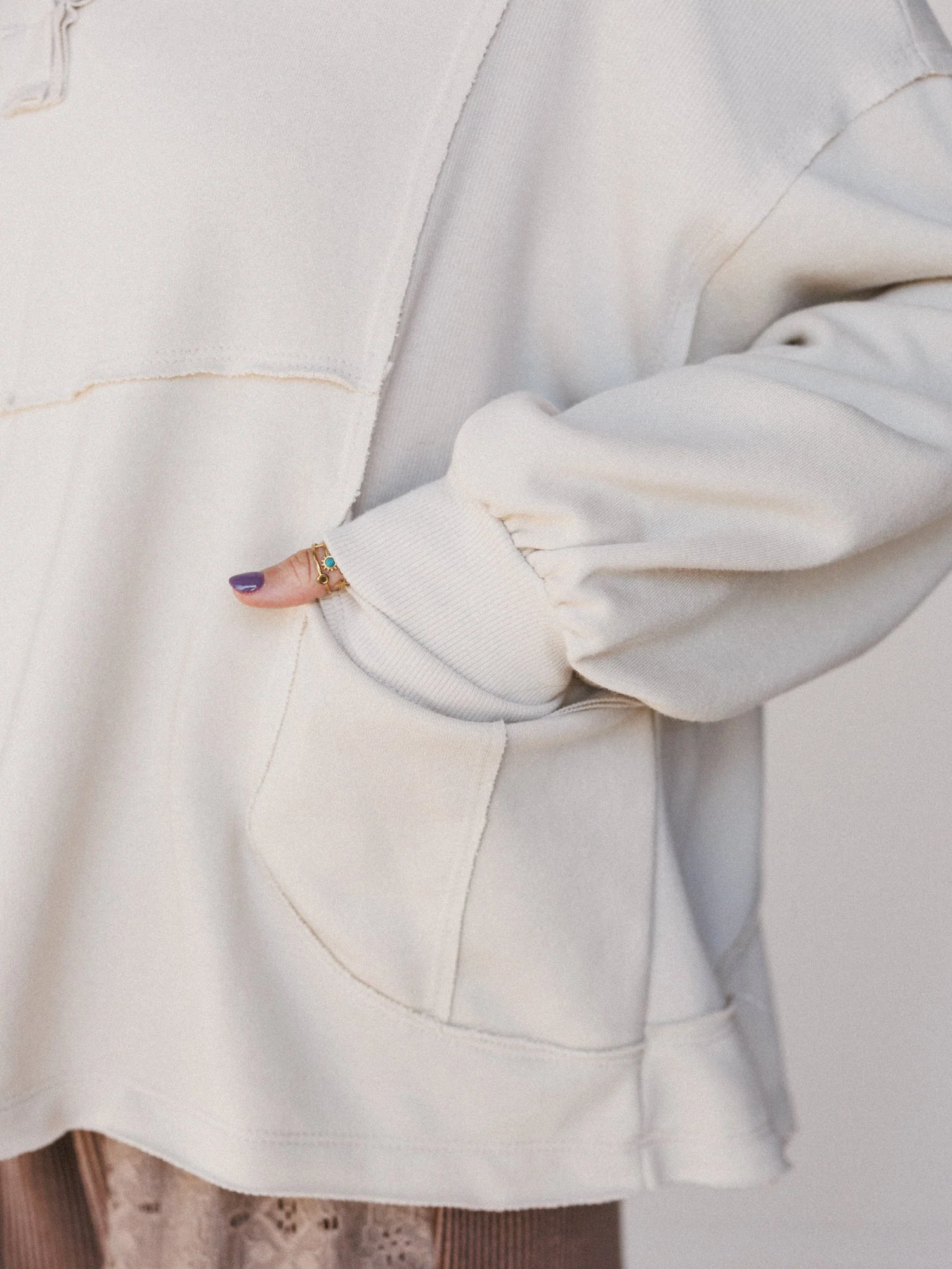 The Nest Karli Knit Pocket Top - Beige - Image 5