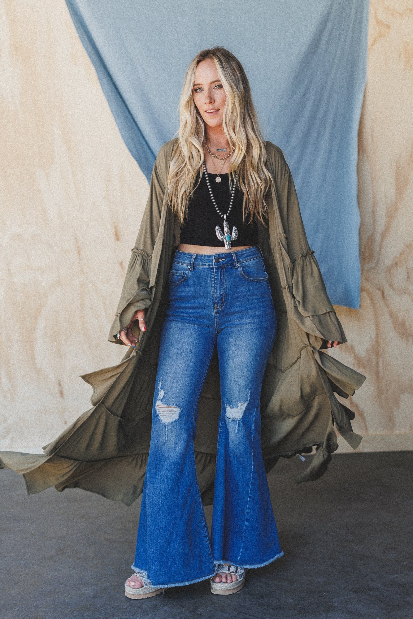 The Nest Layers Of Love Duster Kimono - Olive - Image 3