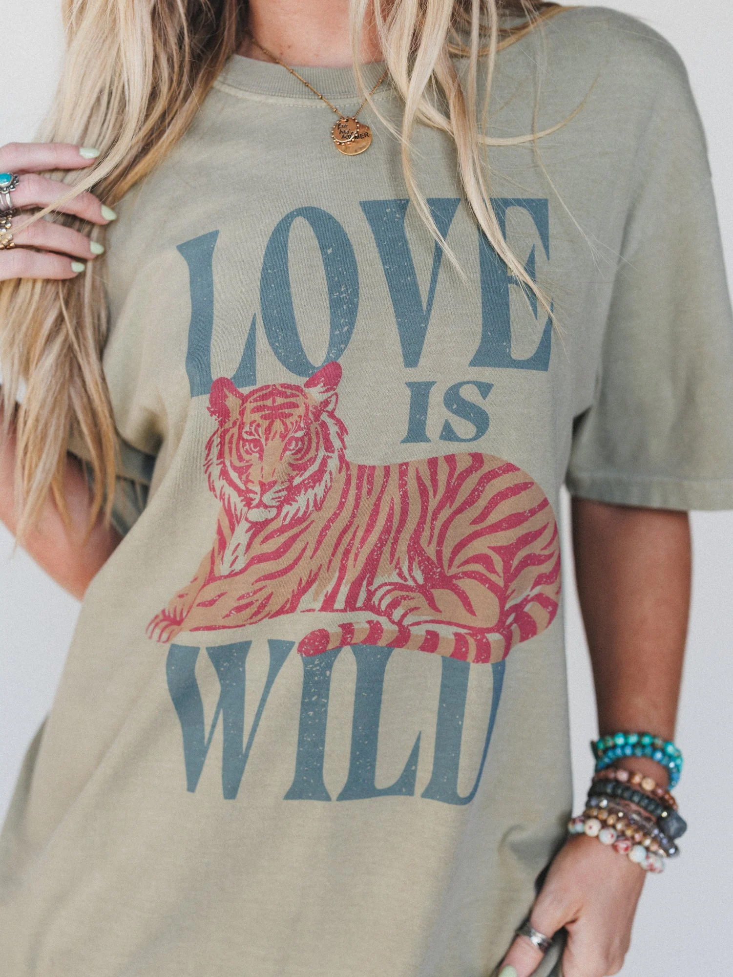 The Nest Love Is Wild Graphic Tee - Khaki - Image 2