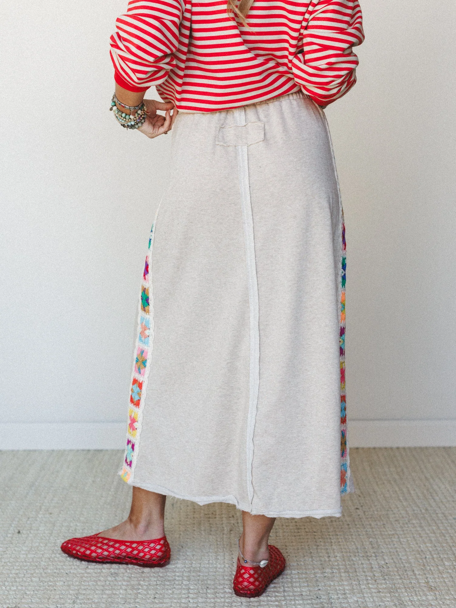 The Nest Love Seeker Crochet Panel Maxi Skirt - Oatmeal - Image 5