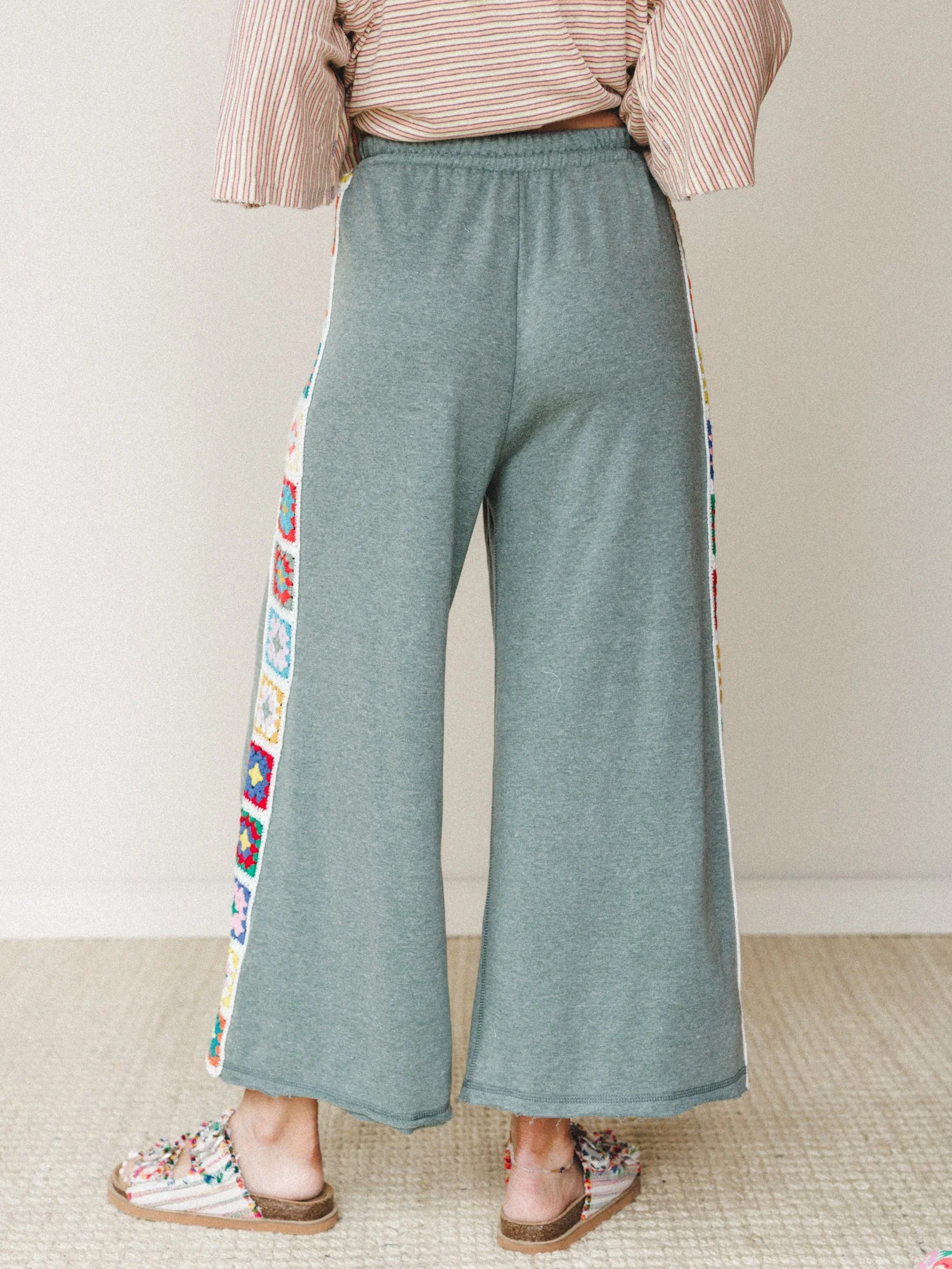 The Nest Love Seeker Crochet Panel Pants - Olive - Image 5