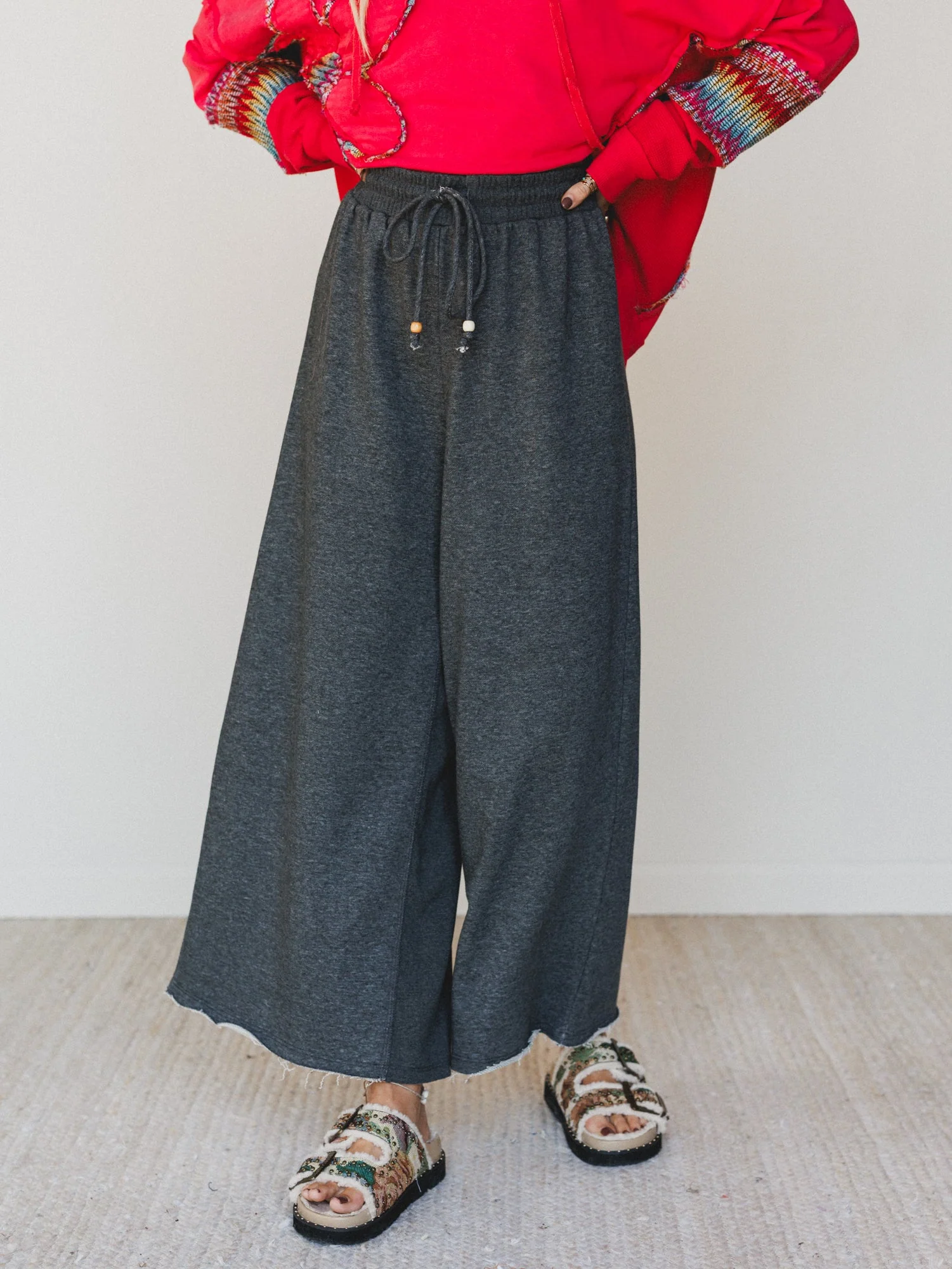 The Nest Love Seeker Crochet Pocket Pants - Charcoal - Image 2