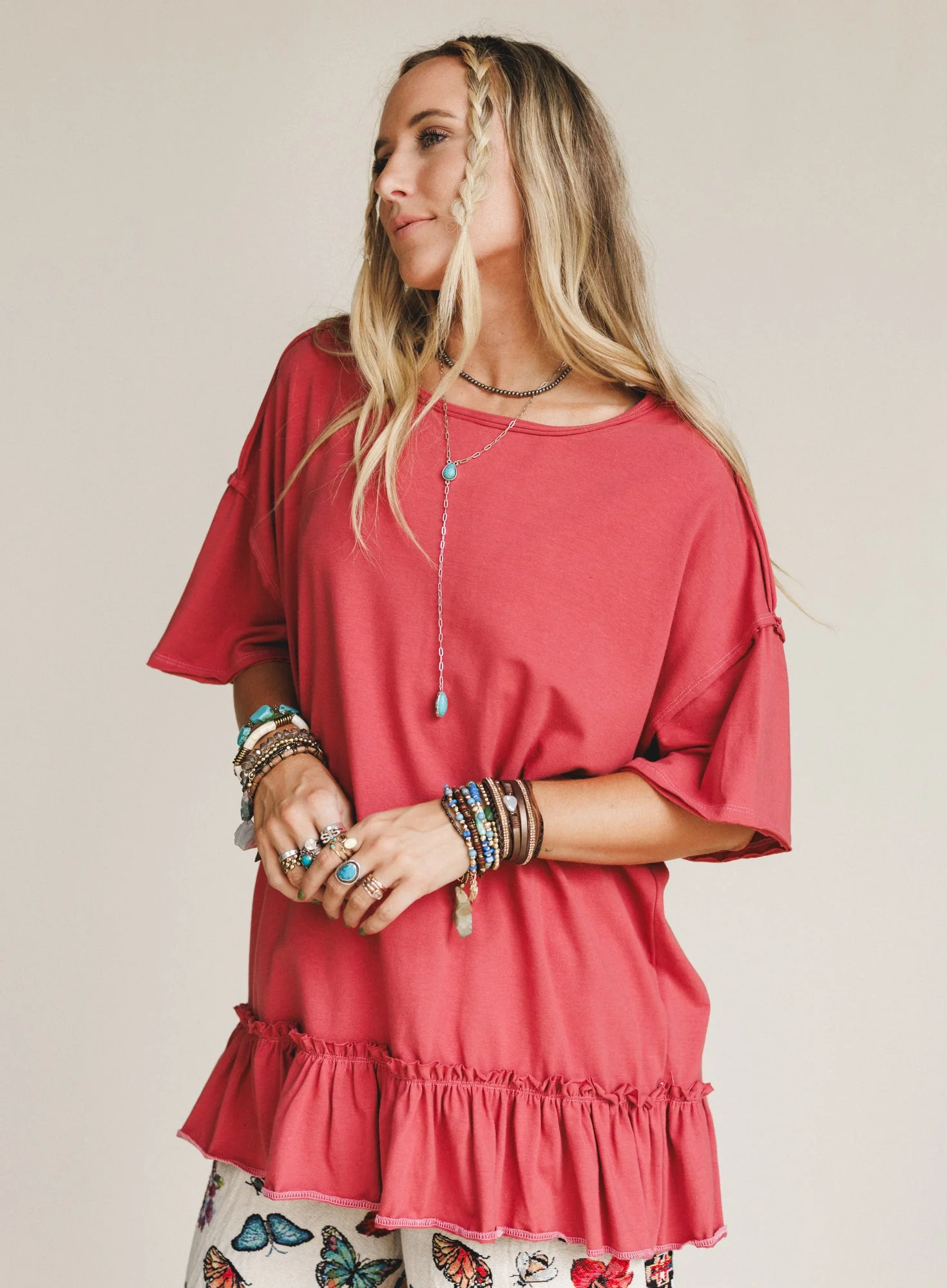 The Nest Mariah Ruffle Tee - Mauve - Image 5