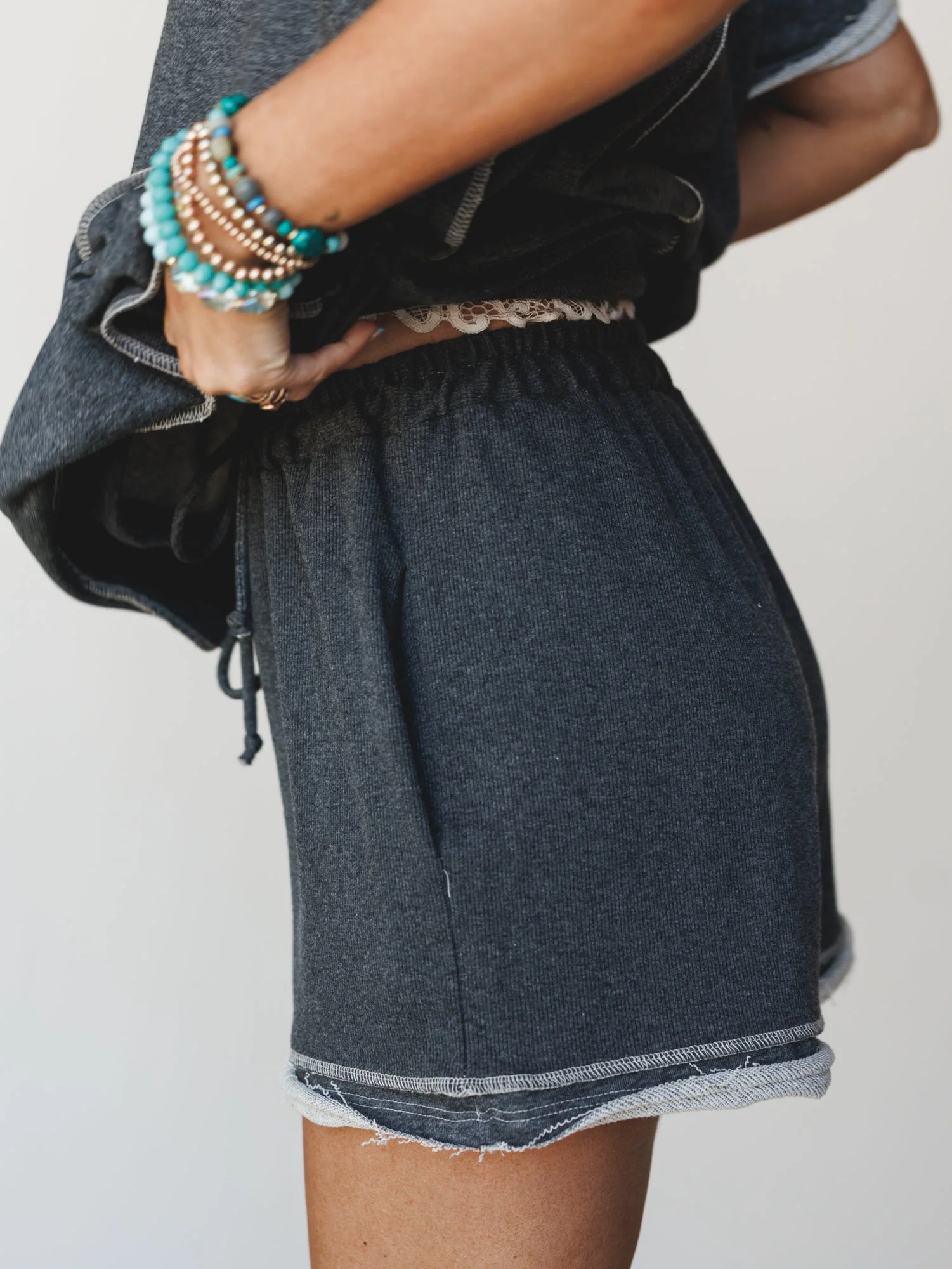The Nest Mckayla Cozy Short Set - Charcoal - Image 4