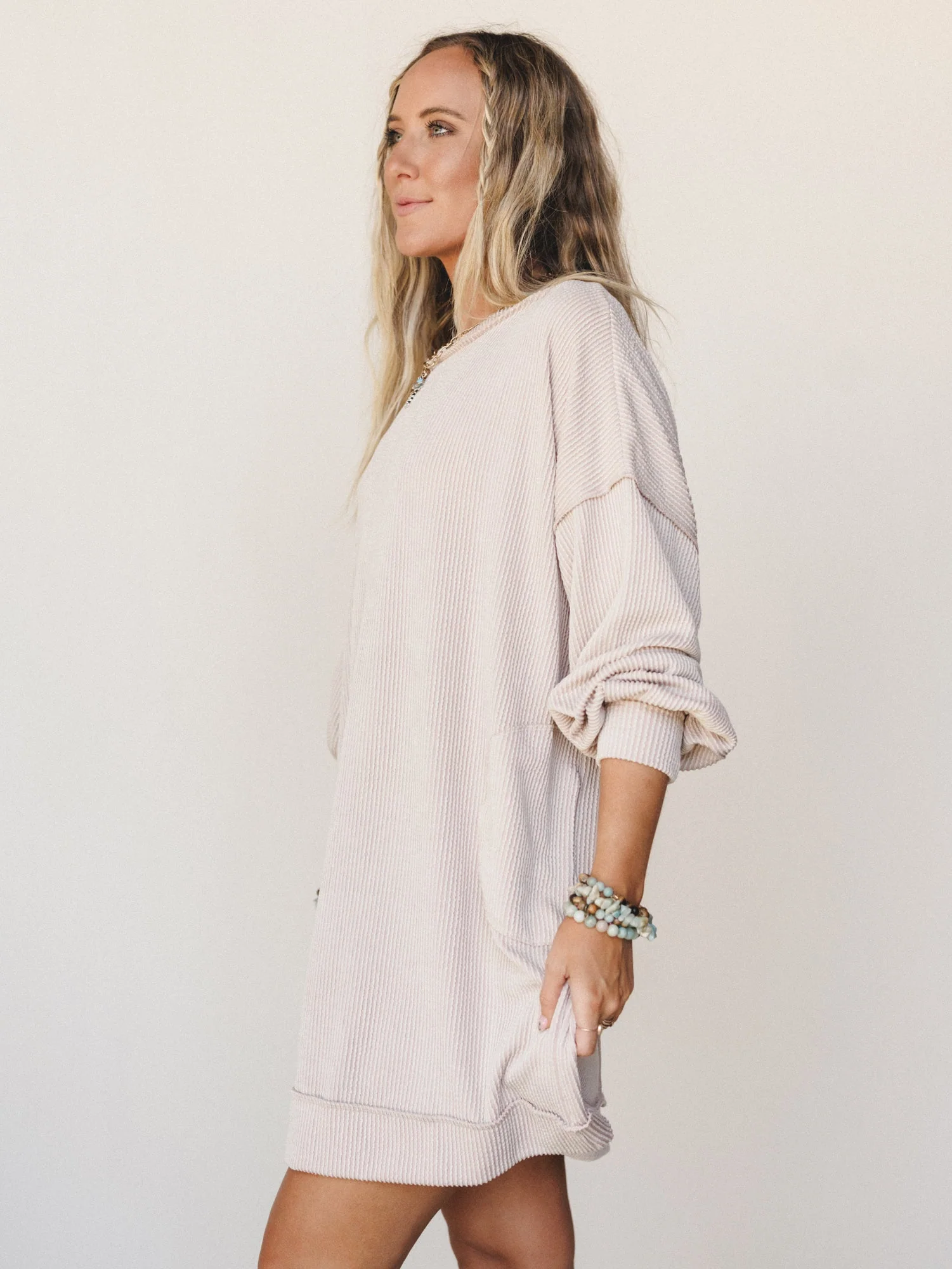 The Nest Moon Glow Long Sleeve Dress - Cream - Image 5