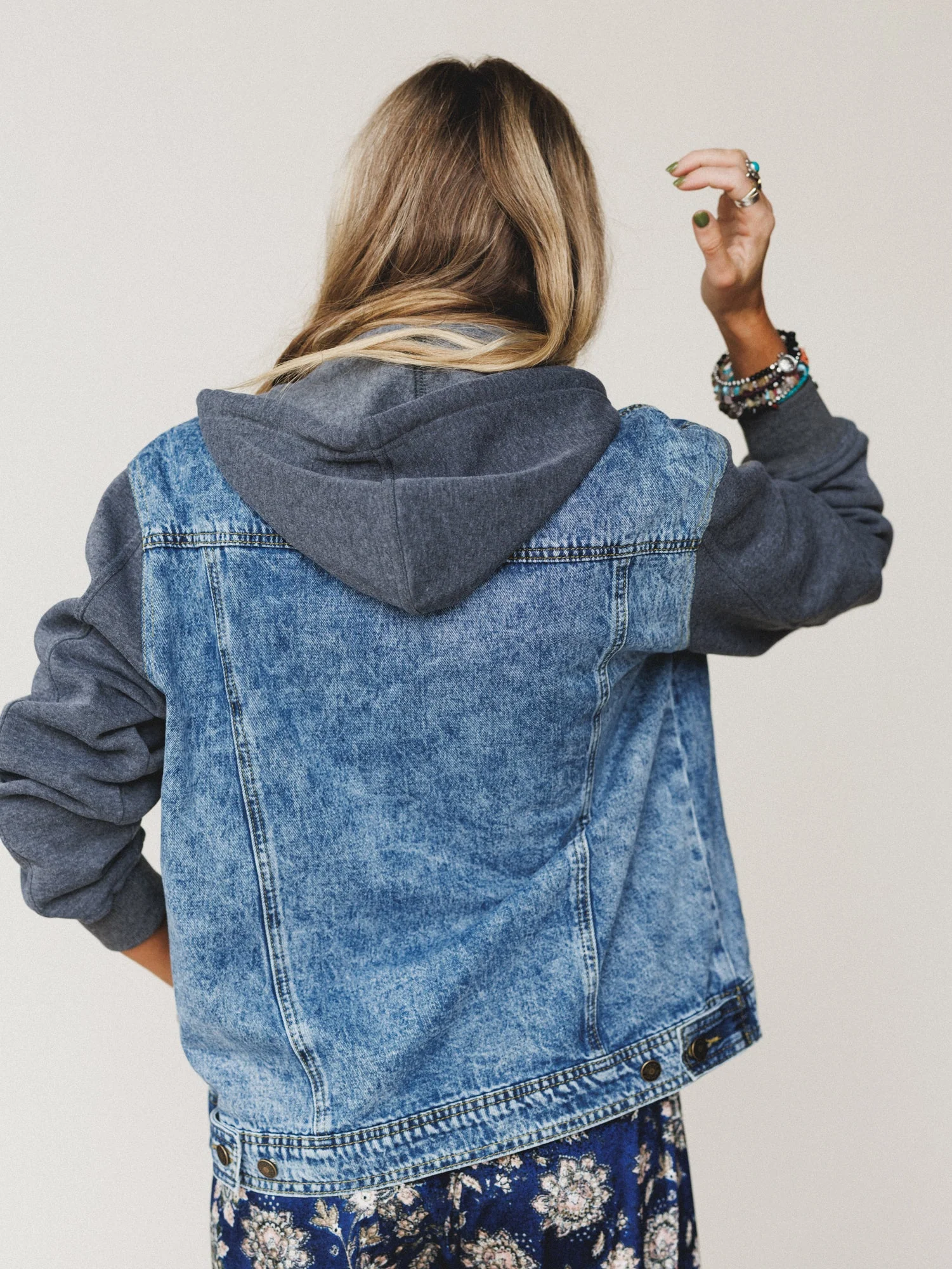 The Nest My Boyfriends Denim Jacket - Charcoal Medium Wash - Image 3