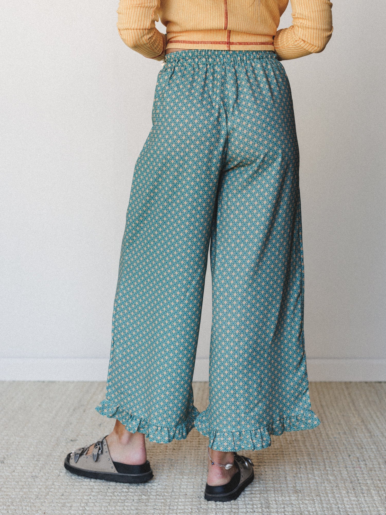 The Nest Mystic Mirage Printed Wide Leg Pants - Teal - Image 5