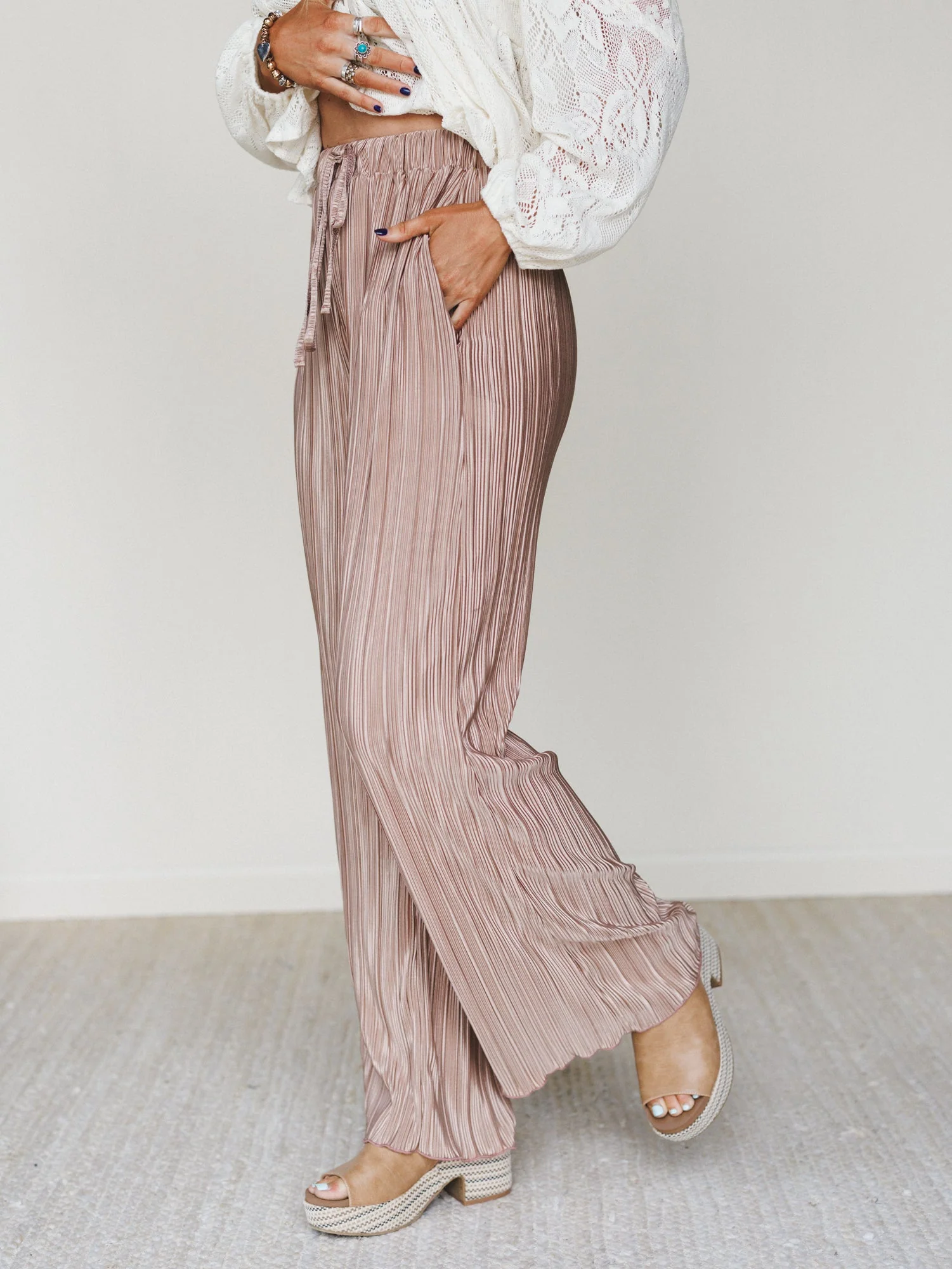 The Nest Nightingale Wide Leg Pants - Taupe - Image 4