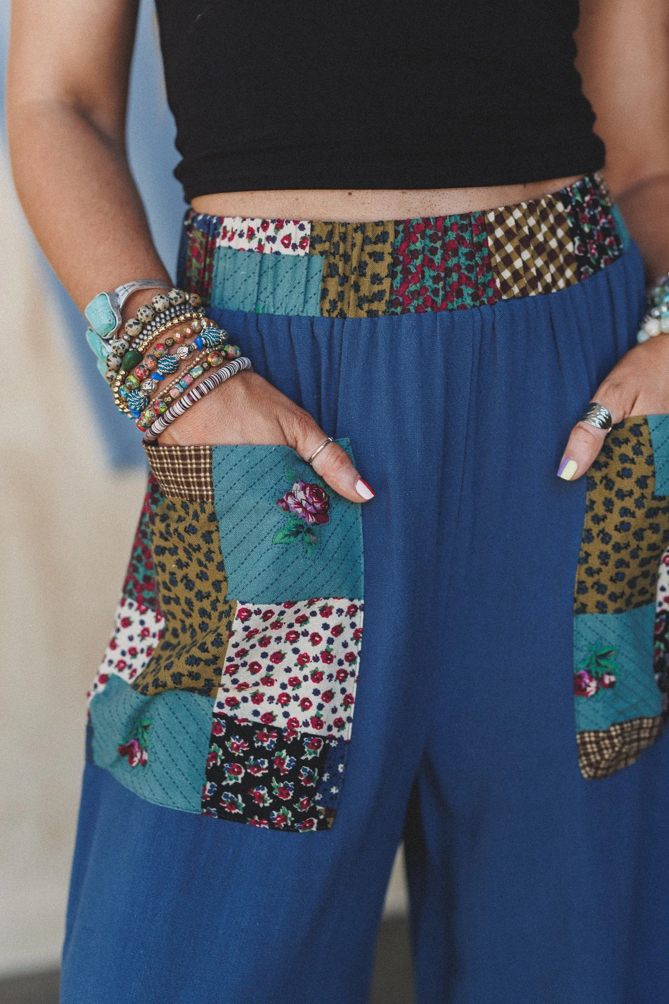 The Nest No Rush Wide Leg Pants - Blue Print - Image 3