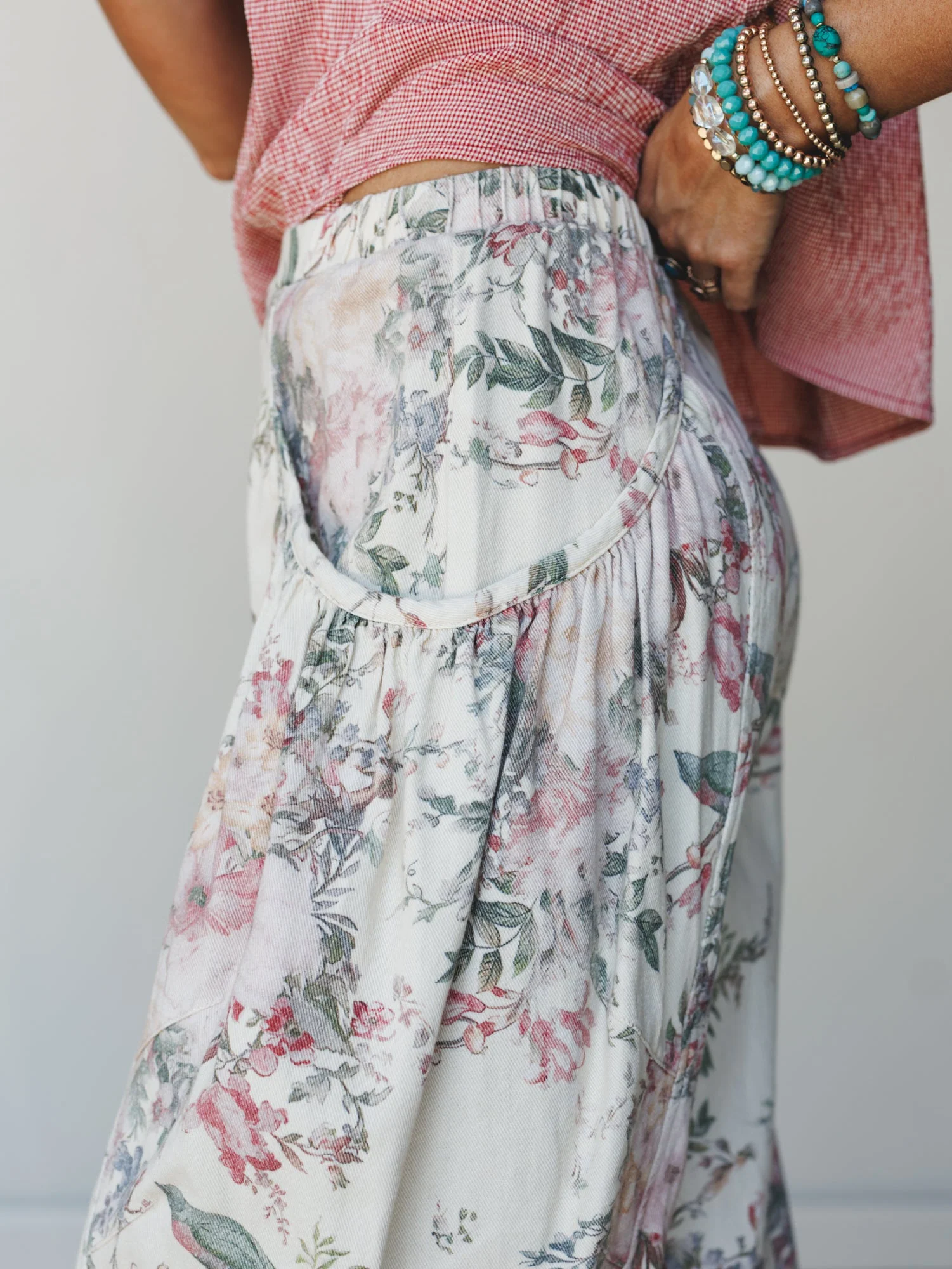 The Nest Nora Gathered Barrel Denim Pant - Ivory - Image 3