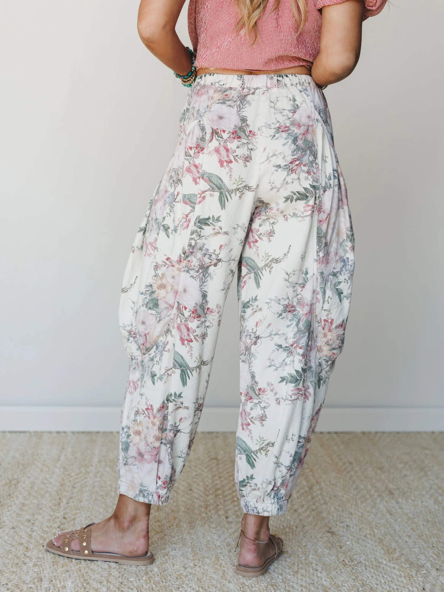 The Nest Nora Gathered Barrel Denim Pant - Ivory - Image 5