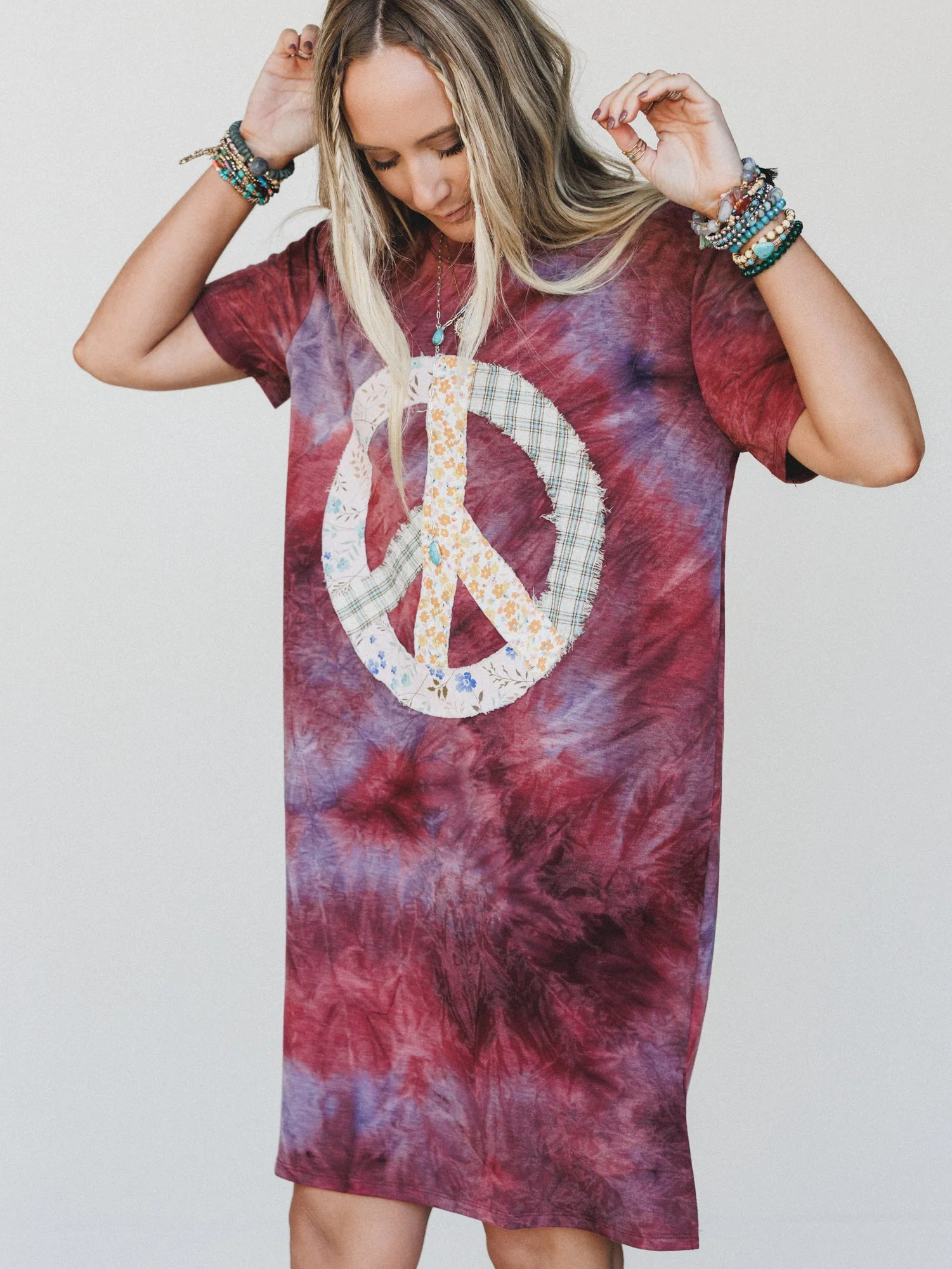 The Nest Peace And Tie Dye Tee Dress - Brown Multi Tie Dye - Image 6