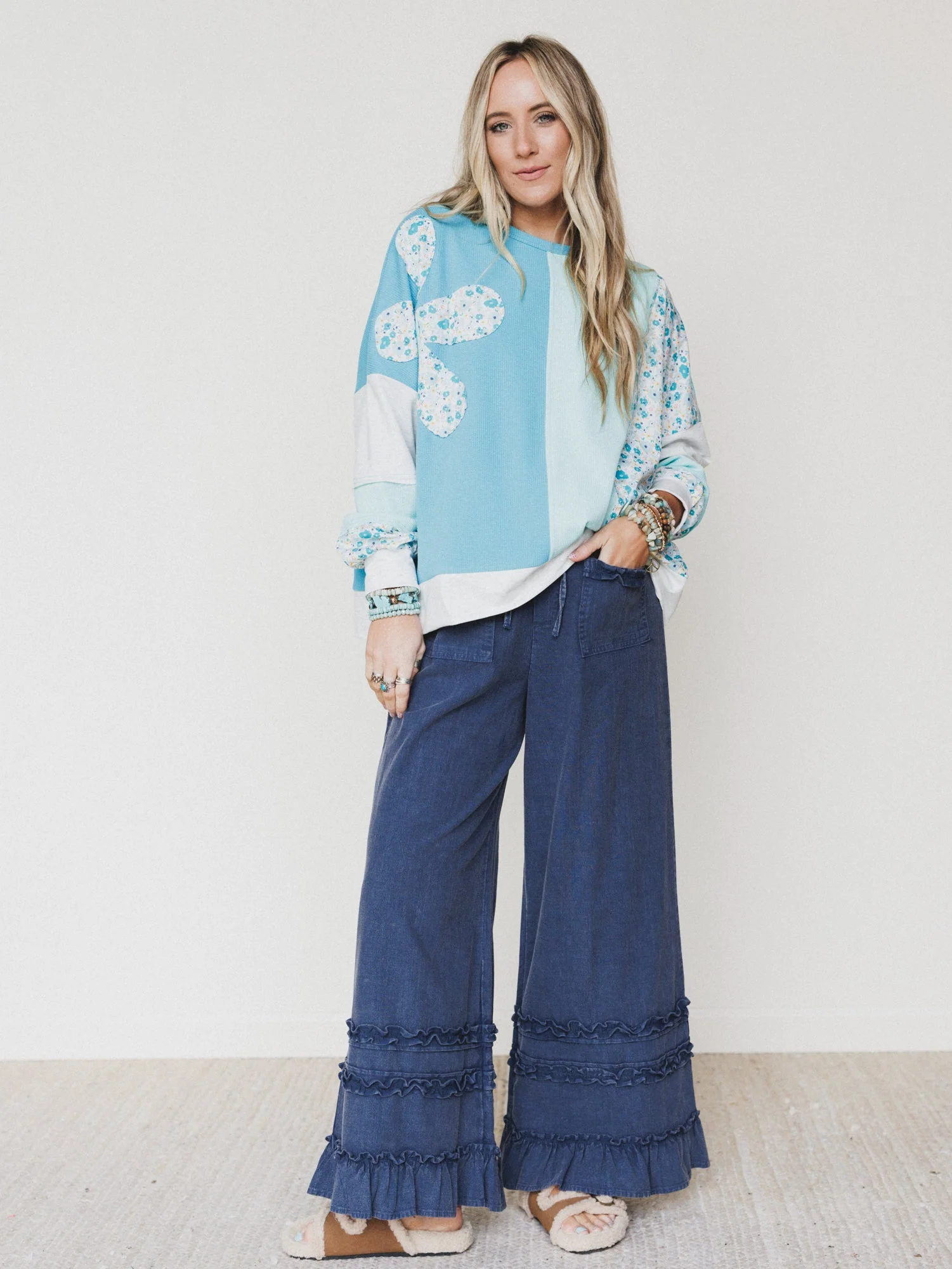 The Nest Pushing Daisies Pullover - Mint Aqua - Image 2