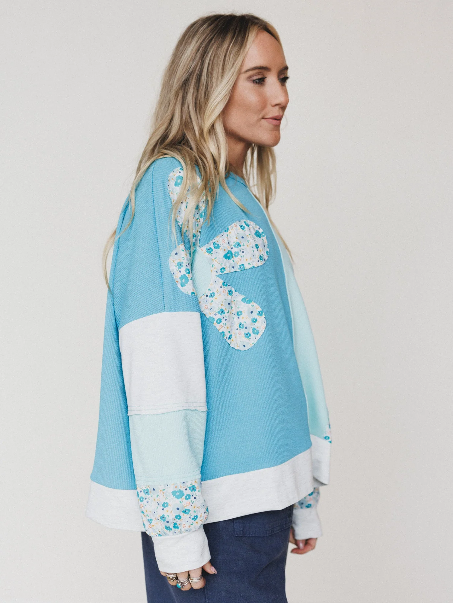 The Nest Pushing Daisies Pullover - Mint Aqua - Image 4