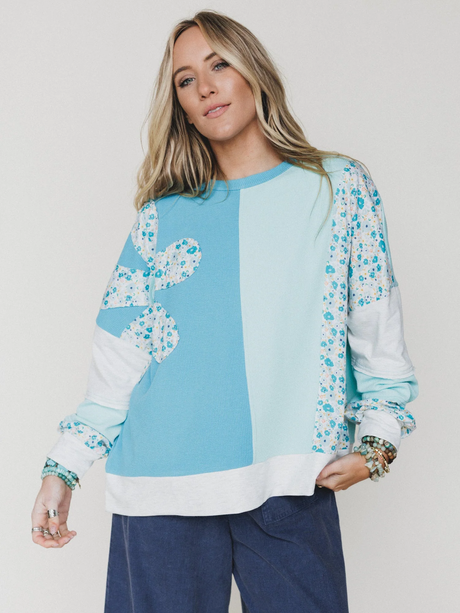 The Nest Pushing Daisies Pullover - Mint Aqua - Image 6