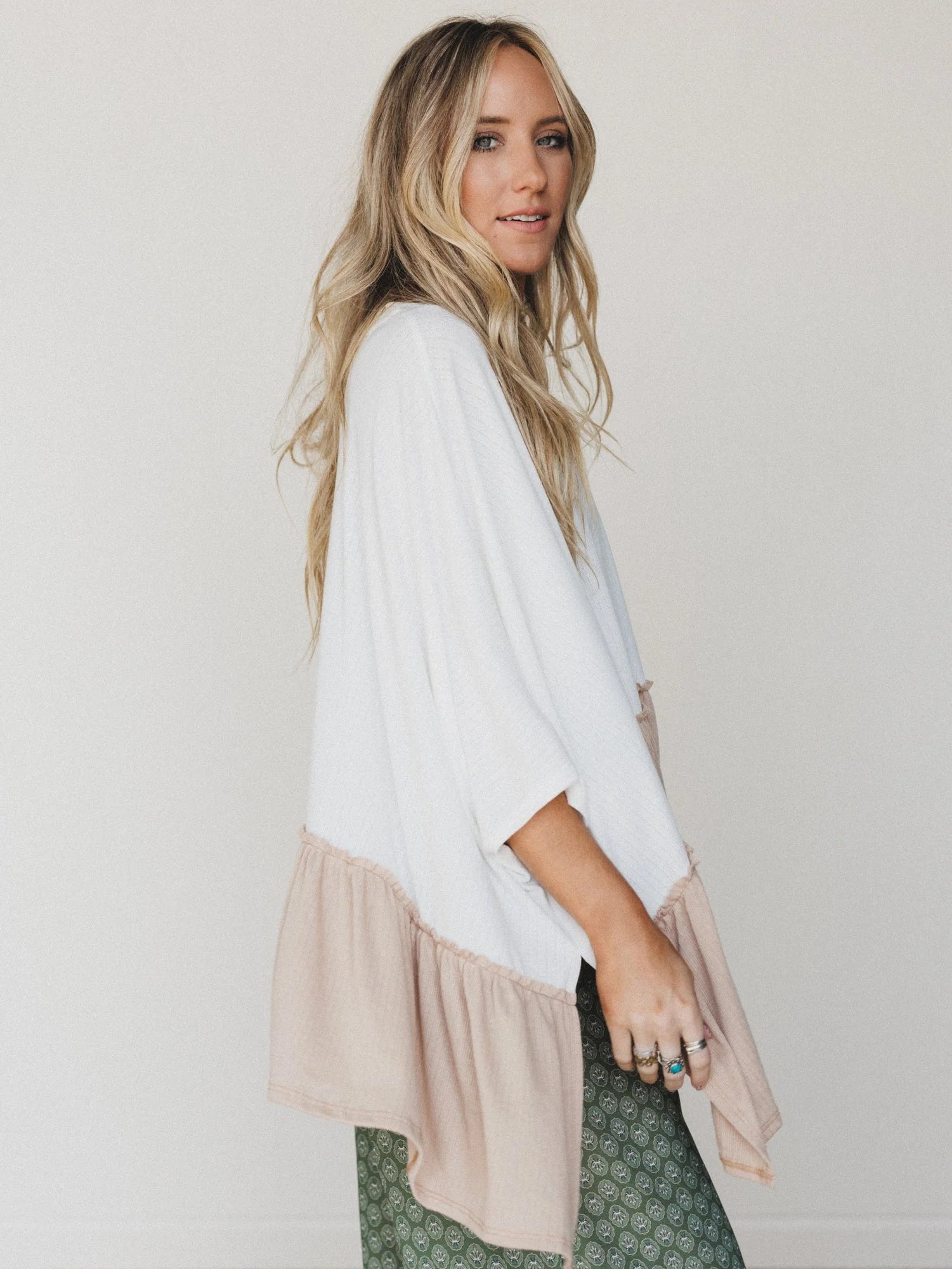 The Nest Sally Ruffle Top - Off White Camel - Image 4