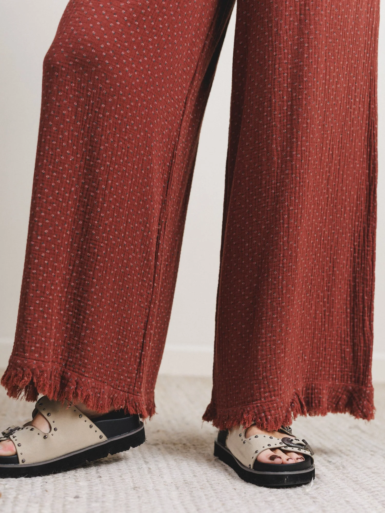 The Nest Sandra Wide Leg Ruffle Pant - Teracotta - Image 3