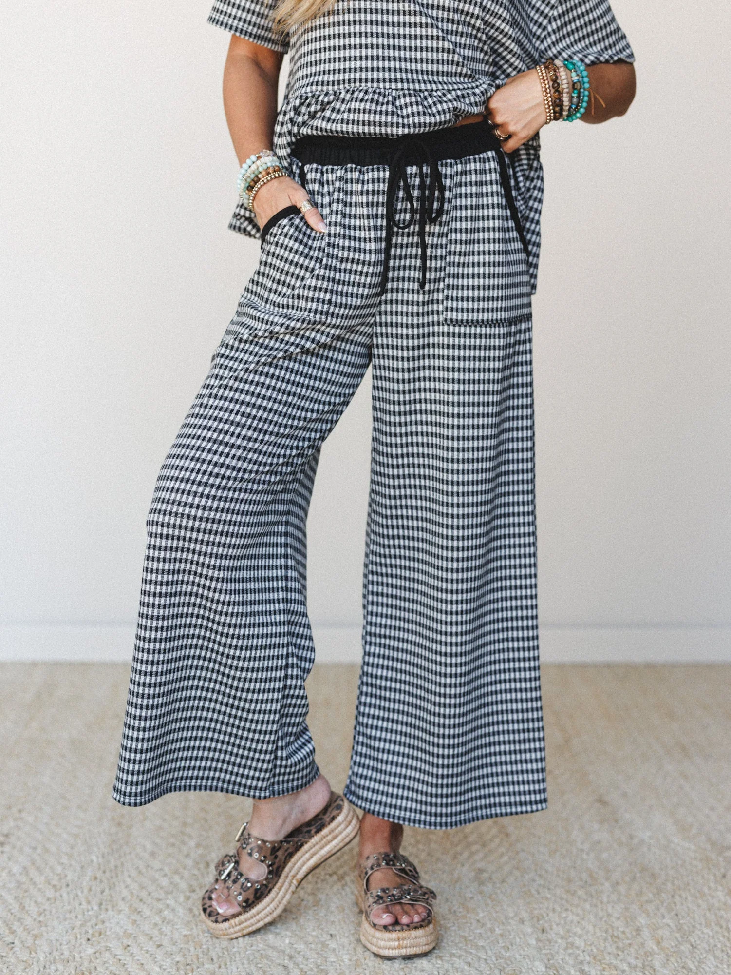 The Nest Simple Moments Gingham Pant Set - Black - Image 5