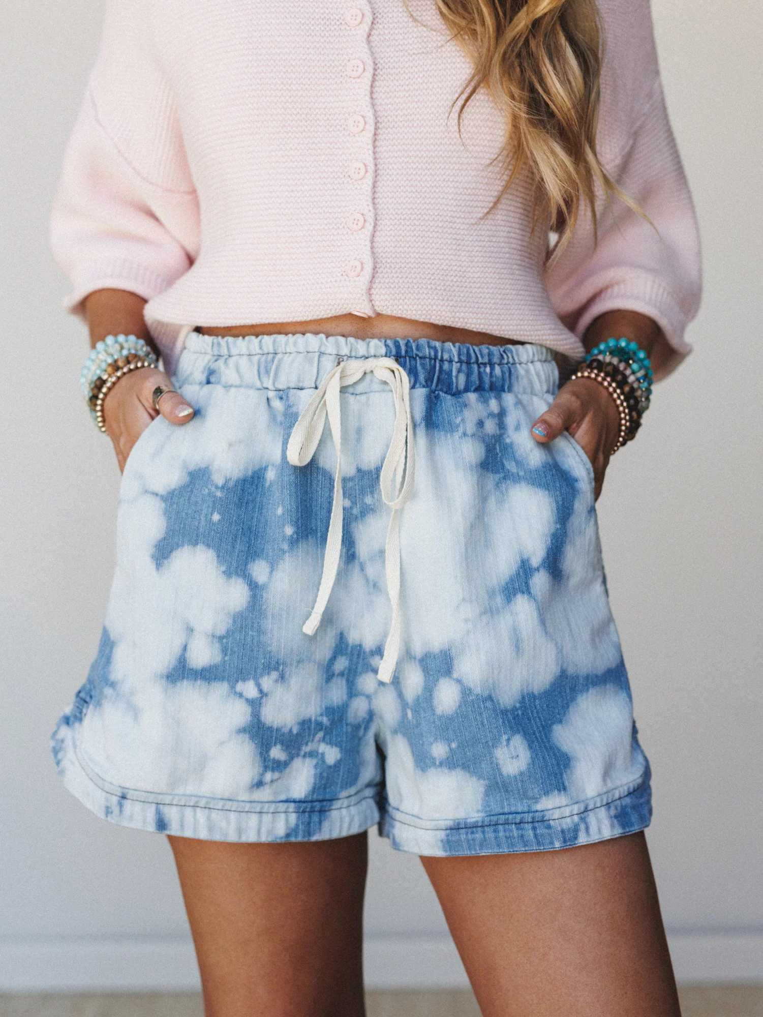 The Nest So Comfy Denim Shorts - Bleach Dye Denim